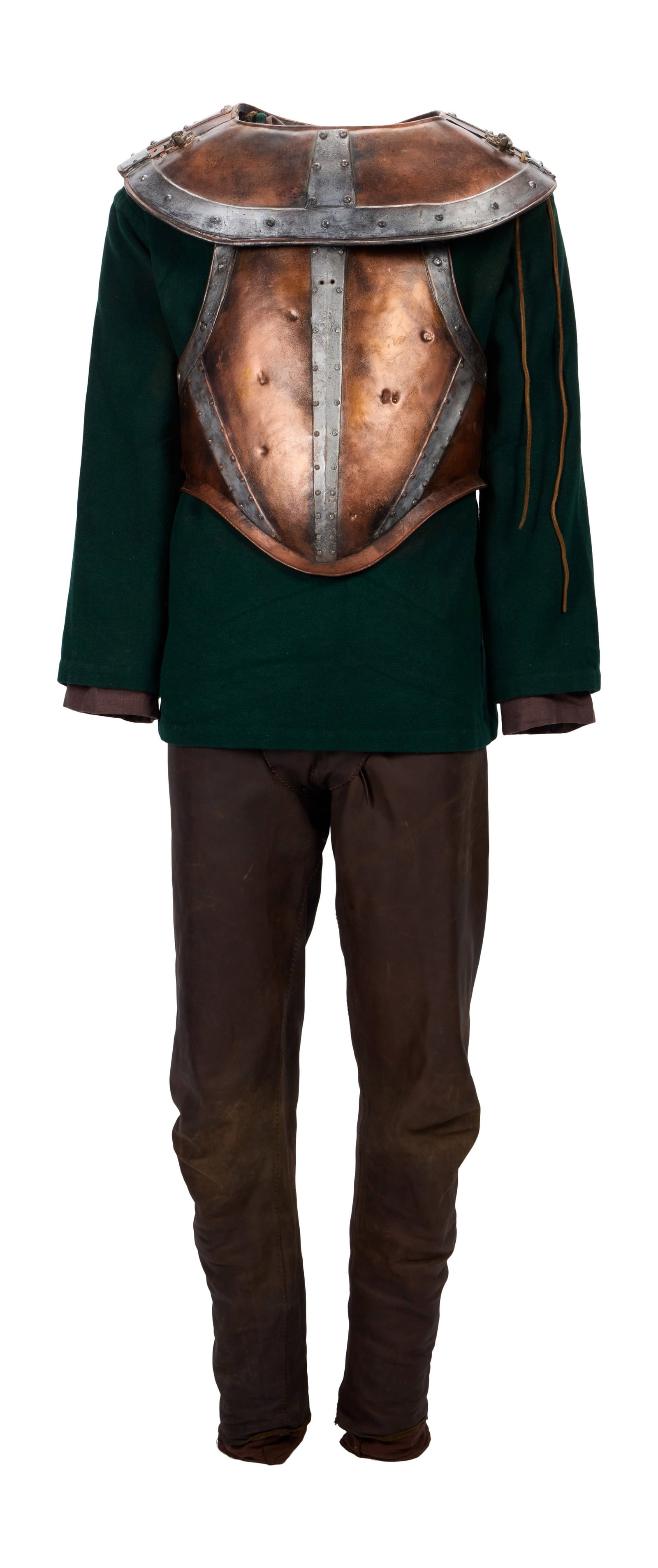 The 13th Warrior | Helfdane (Clive Russell) Stunt Ensemble: An original stunt ensemble worn by Clive Russell as Helfdane for the production of The 13th Warrior (Buena Vista Pictures Distribution, 1999), based on a book by Michael Crichton and directed by John