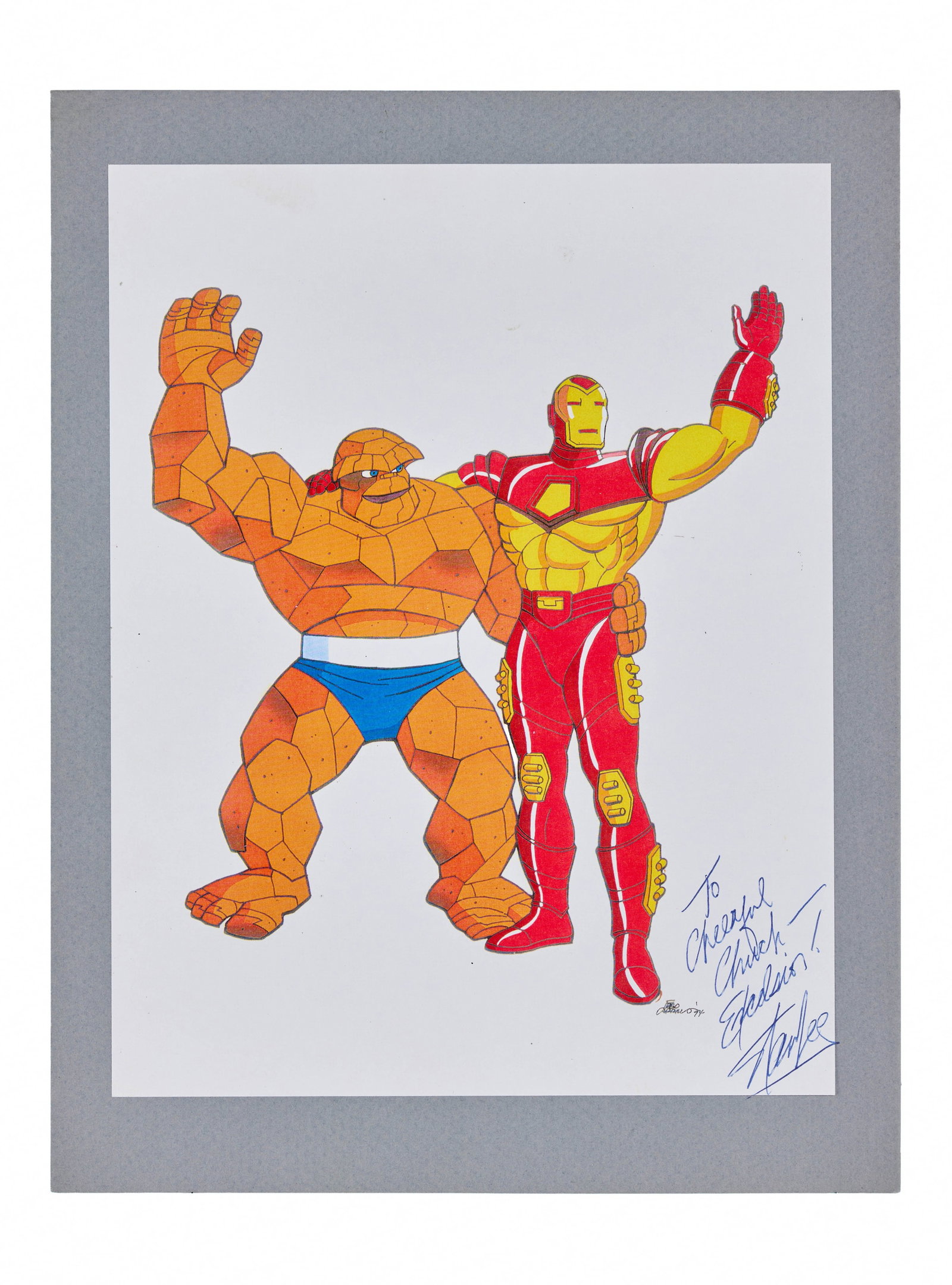 Marvel Comics | Stan Lee Signed Iron Man and The Thing Print (1 of 3)