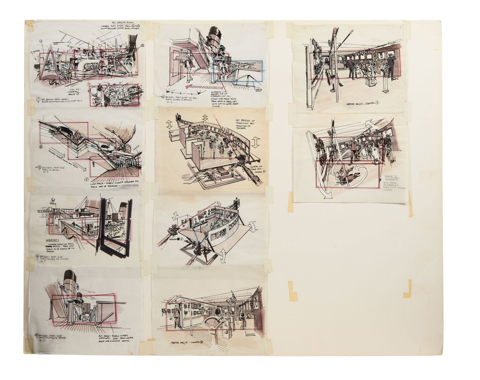 The Poseidon Adventure | Storyboards and Production Sketches: Over two dozen storyboards and other production sketches from the production of The Poseidon Adventure (20th Century Fox, 1972) directed by Ronald Neame and produced by Irwin Allen?the first film in