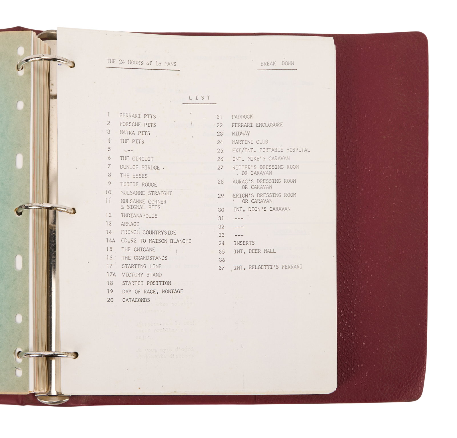 Steve McQueen | Rare Production Script for "Le Mans" - 10