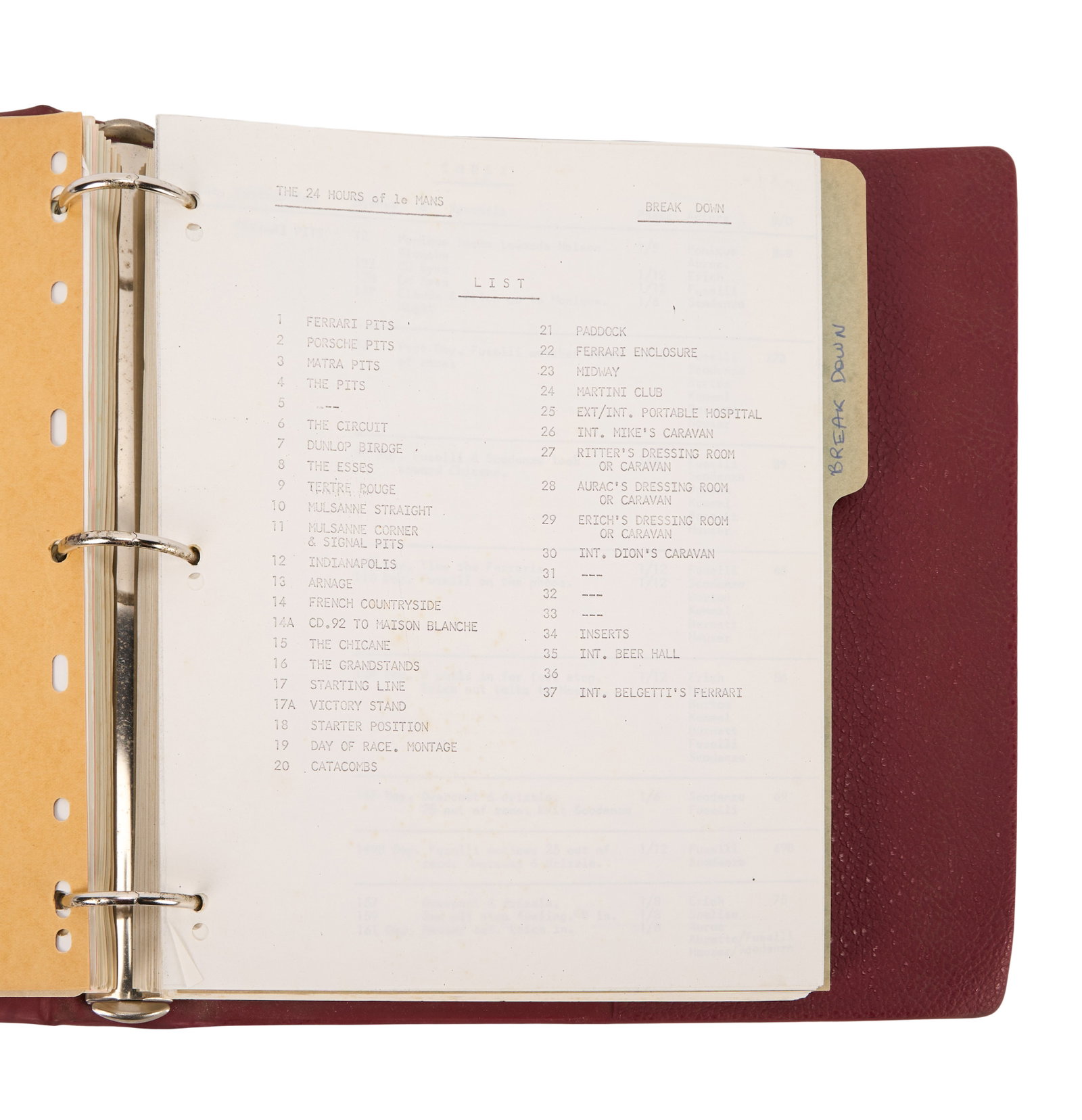 Steve McQueen | Rare Production Script for "Le Mans" - 9
