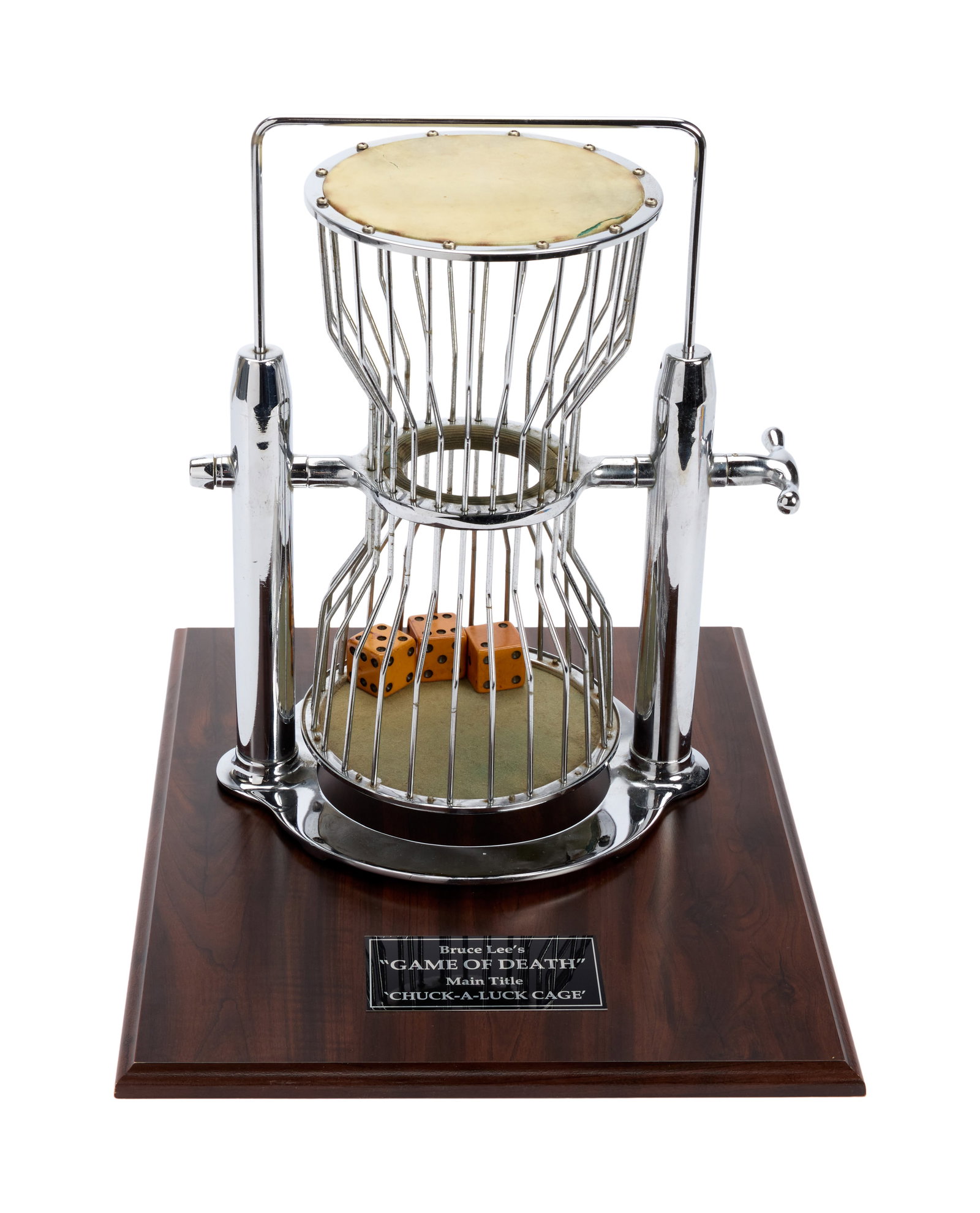 Bruce Lee | "Game of Death" Chuck-A-Luck Game Title Sequence Prop: A Chuck-A-Luck bird cage gambling game used in the opening titles of Game of Death (Golden Harvest, 1978). The film starred Bruce Lee and was not completed before his death in 1973. The footage shot