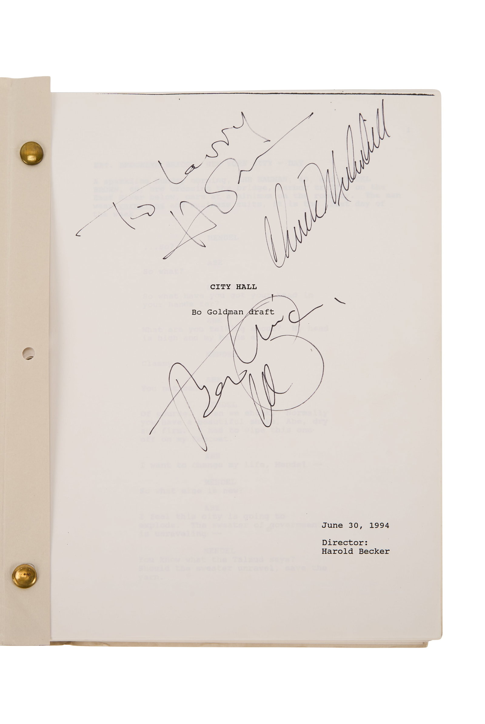 City Hall | Screenplay Signed by Al Pacino, Harold Becker, Chuck Mulvehill (1 of 6)