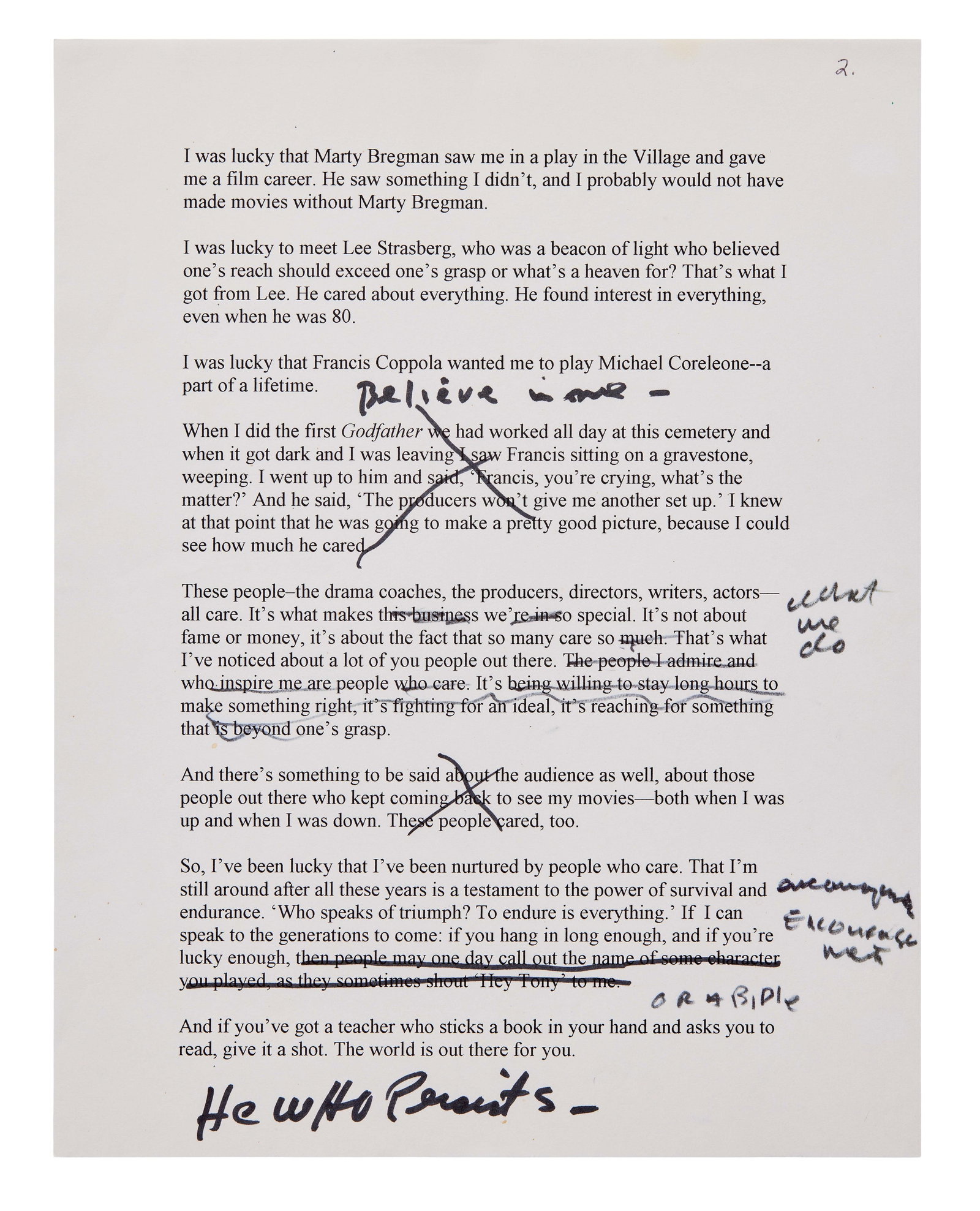 Al Pacino | Annotated Golden Globe Acceptance Speech Draft - 3