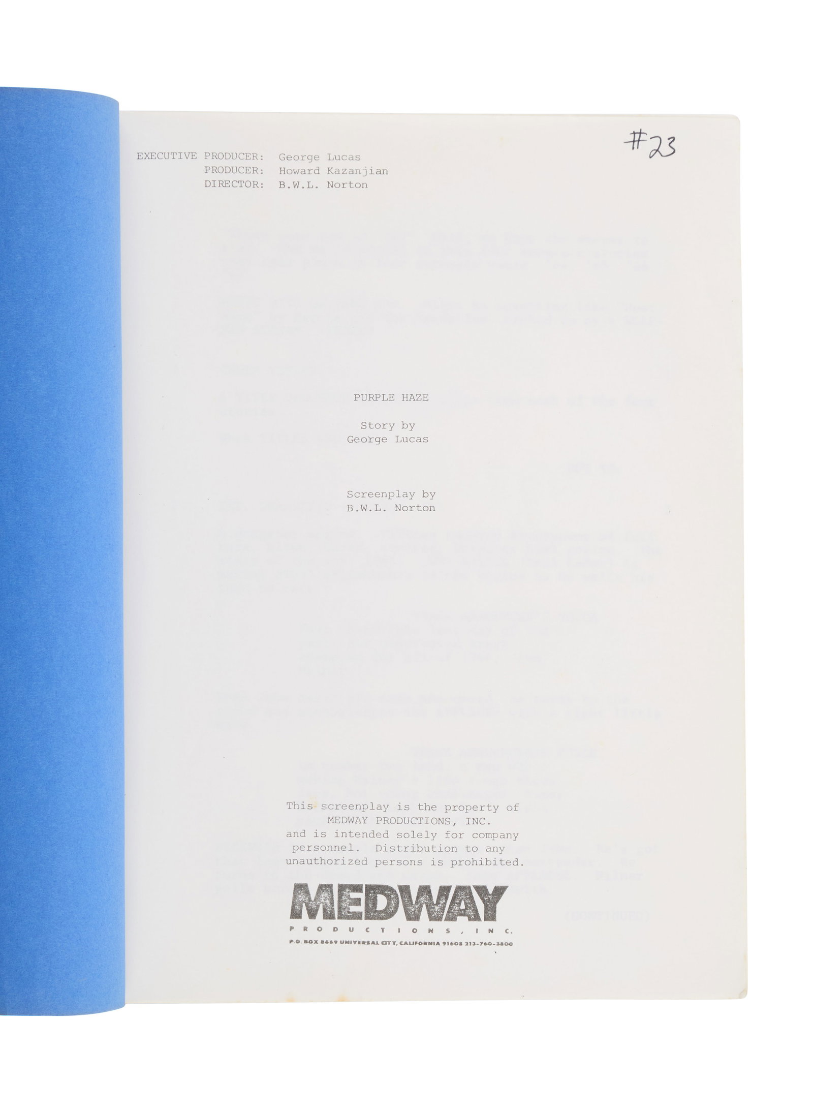 American Graffiti | Production Script with "Purple Haze" Script - 3