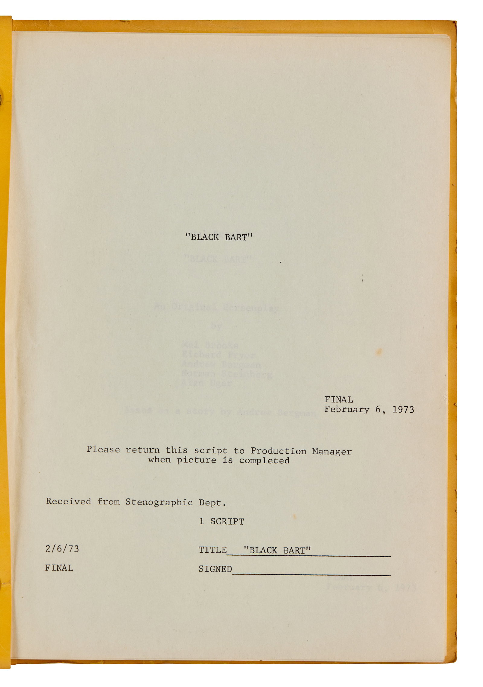 Blazing Saddles | 1973 Production Script - 2