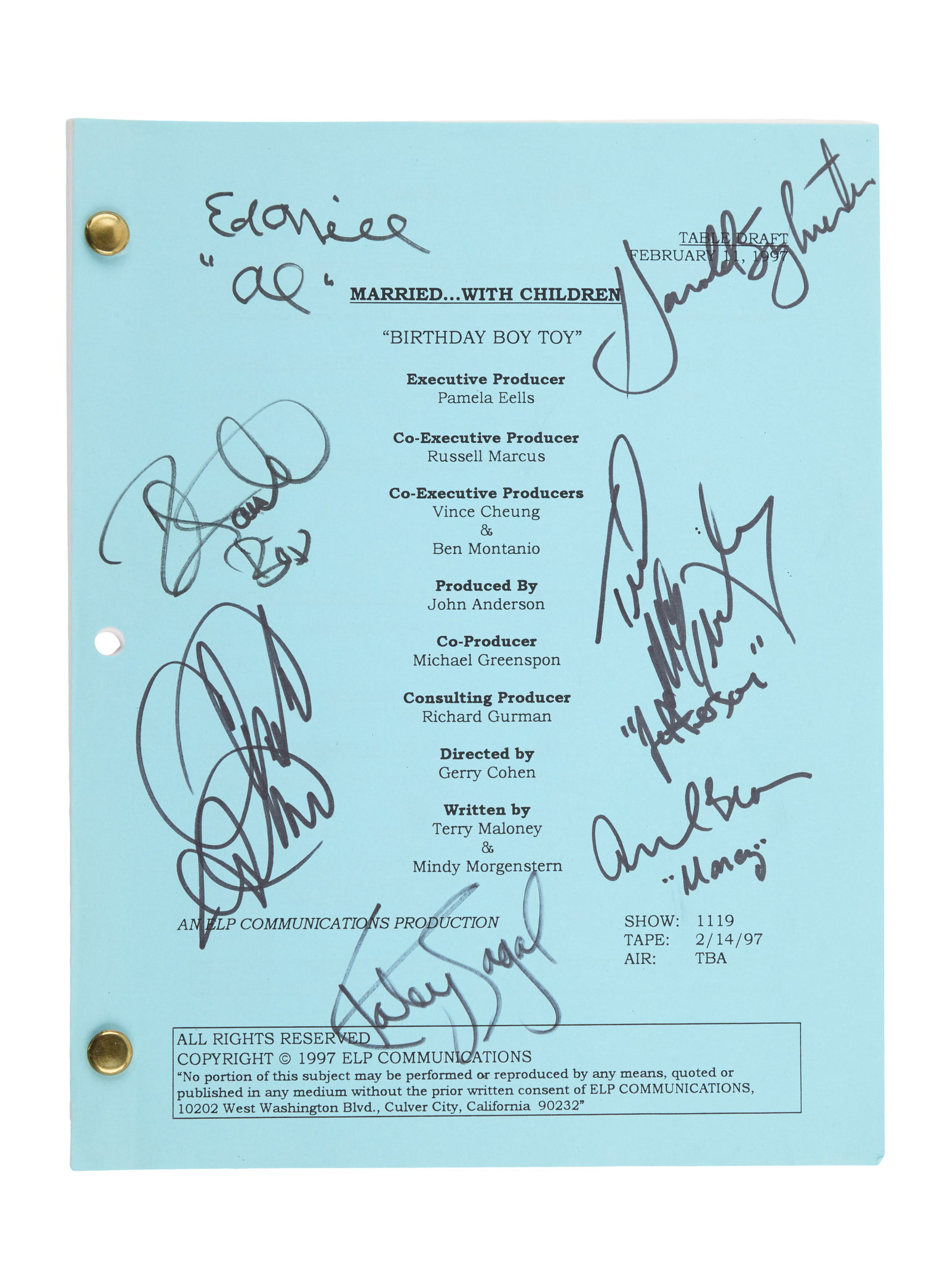 Married... with Children | Cast-Signed Script (1 of 3)