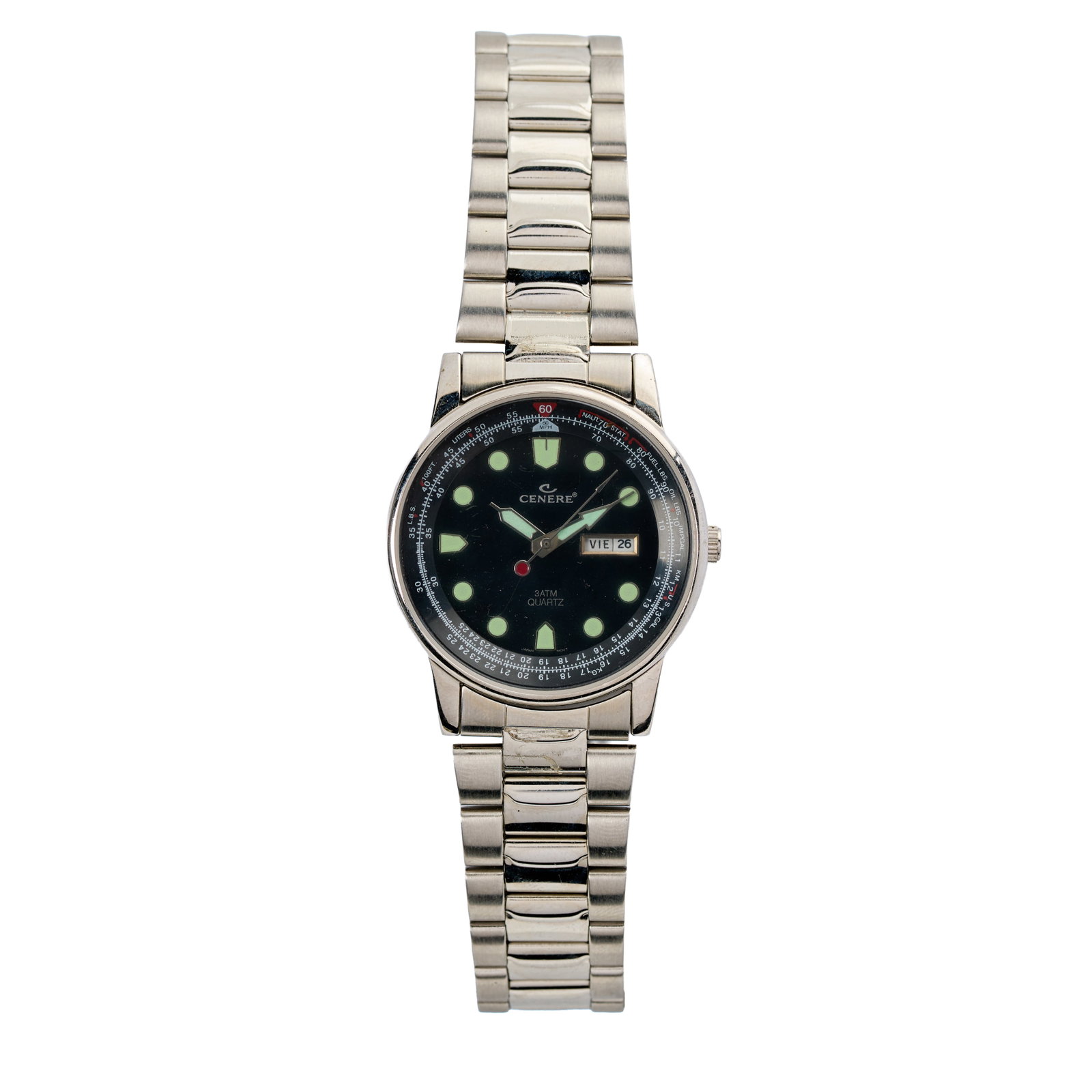Married? with Children | Jefferson D'Arcy Stunt Watch: A silver-tone Cenere stunt watch for the character of "Jefferson D'Arcy" from the production of Married... with Children (Fox, 1987-1997). The reverse side of the watch is engraved, "Water Resistant