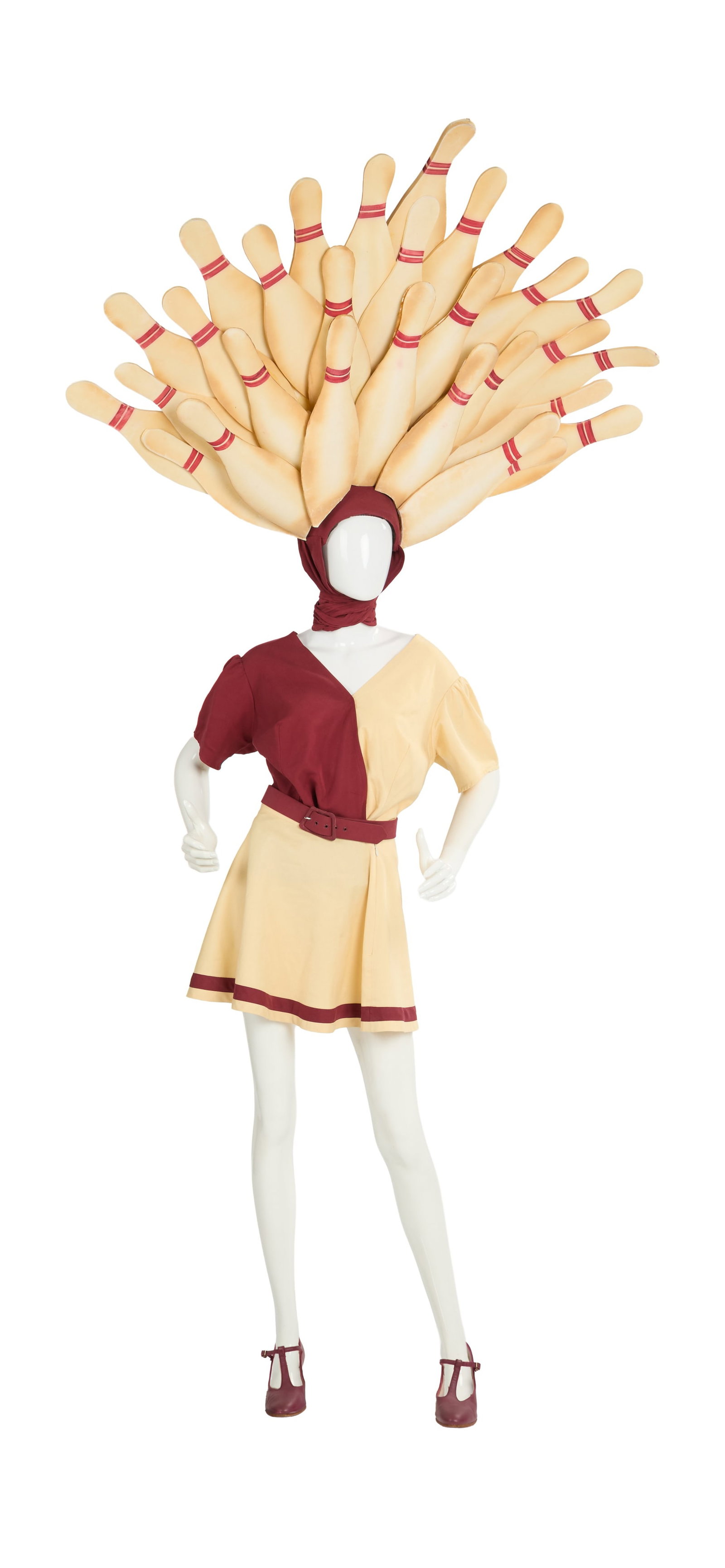 The Big Lebowski | Bowling Pin Chorus Girl Costume: A chorus girl costume from the iconic "Gutterball" dream sequence in the Coen Brothers' cult comedy classic, The Big Lebowski (Working Title Films, 1998). Inspired by the grand fantasy sequences of