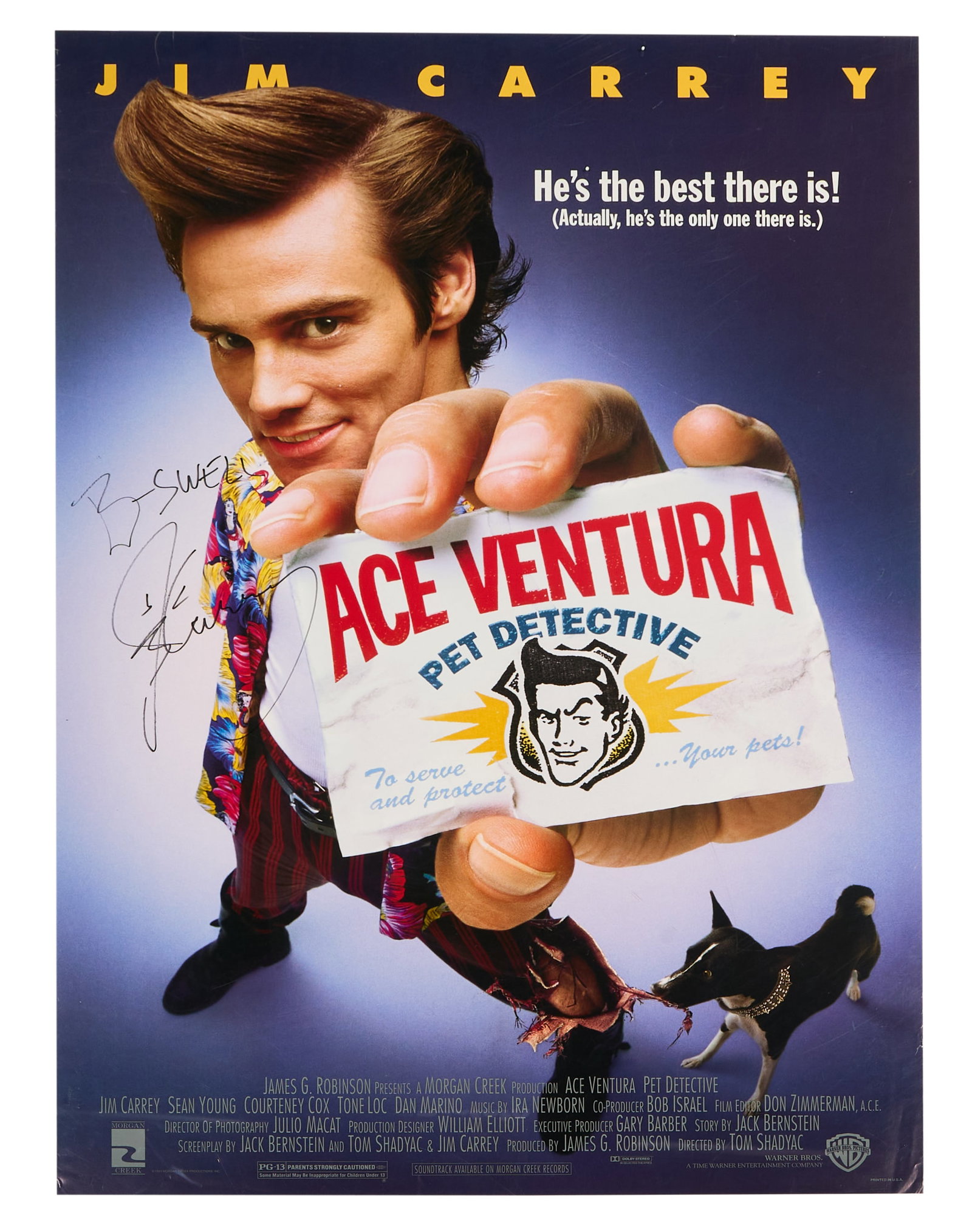 Ace Ventura: Pet Detective | Jim Carrey Signed Movie Poster (1 of 2)