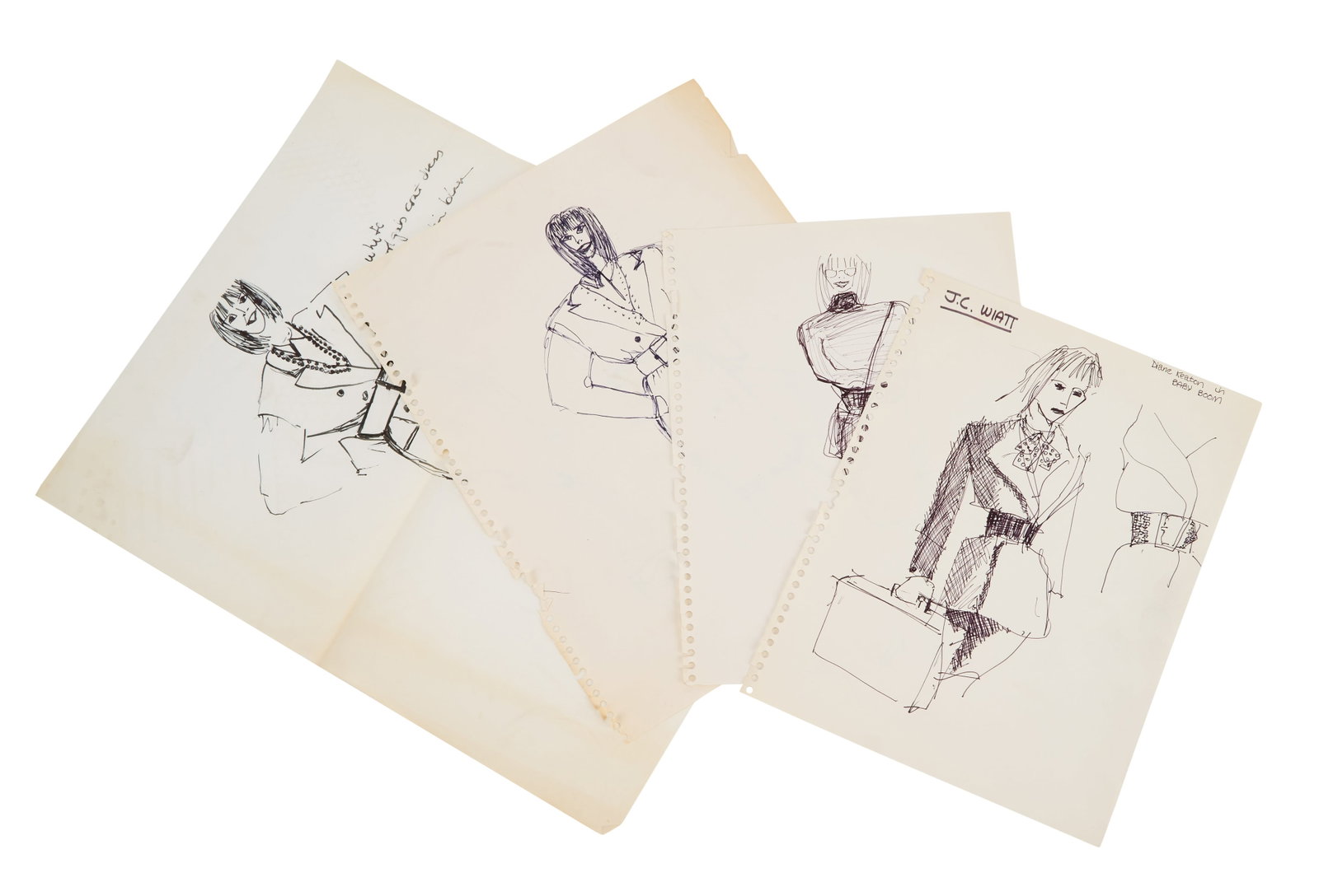 Baby Boom | Diane Keaton Costume Designs: A collection of costume designs for Diane Keaton from the production of the dramedy Baby Boom (MGM/United Artists, 1987). Includes five original, hand-drawn designs, and 45 production copies of
