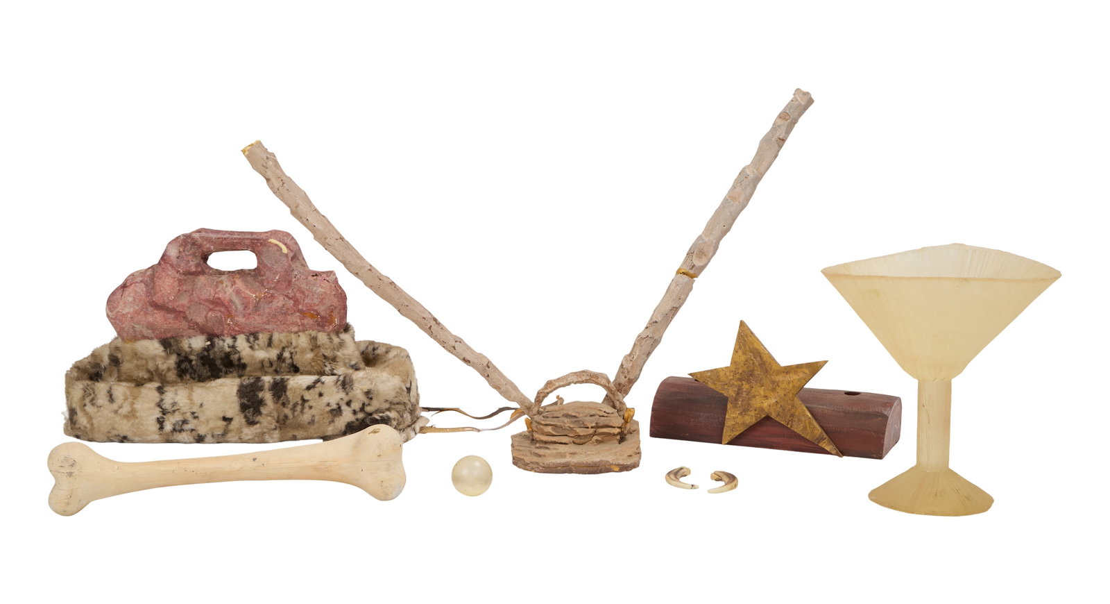 The Flintstones in Viva Rock Vegas | Various Props Collection: A collection of various props from the production of the prehistoric prequel The Flintstones in Viva Rock Vegas (Universal, 2000). Includes a foam TV antenna, an oversized martini glass, a casino
