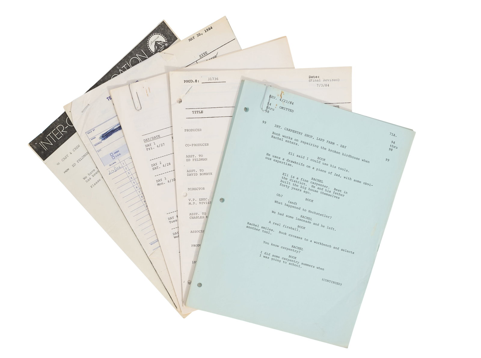 Witness | Production Script and Documents - 3