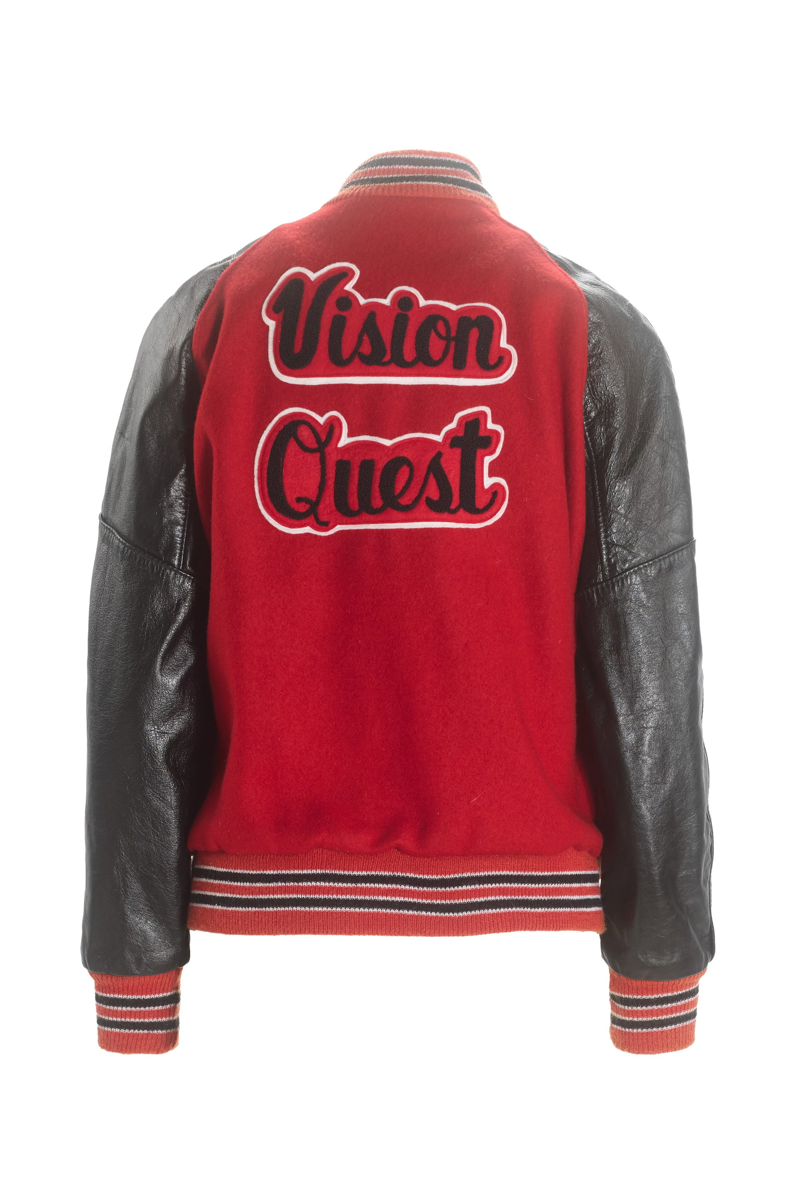 Vision Quest | Crew Jacket and Shirts: An original crew jacket and three shirts from the production of the teen sports drama Vision Quest (Warner Bros, 1985). The jacket is leather, wool, and polyester and features patches