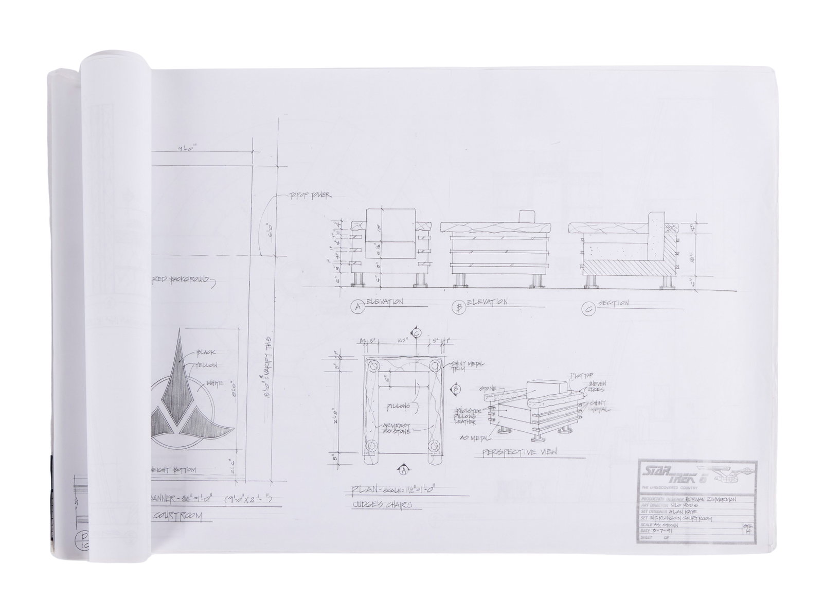 Star Trek VI: The Undiscovered Country | Klingon Courtroom Original Blueprints (1 of 5)