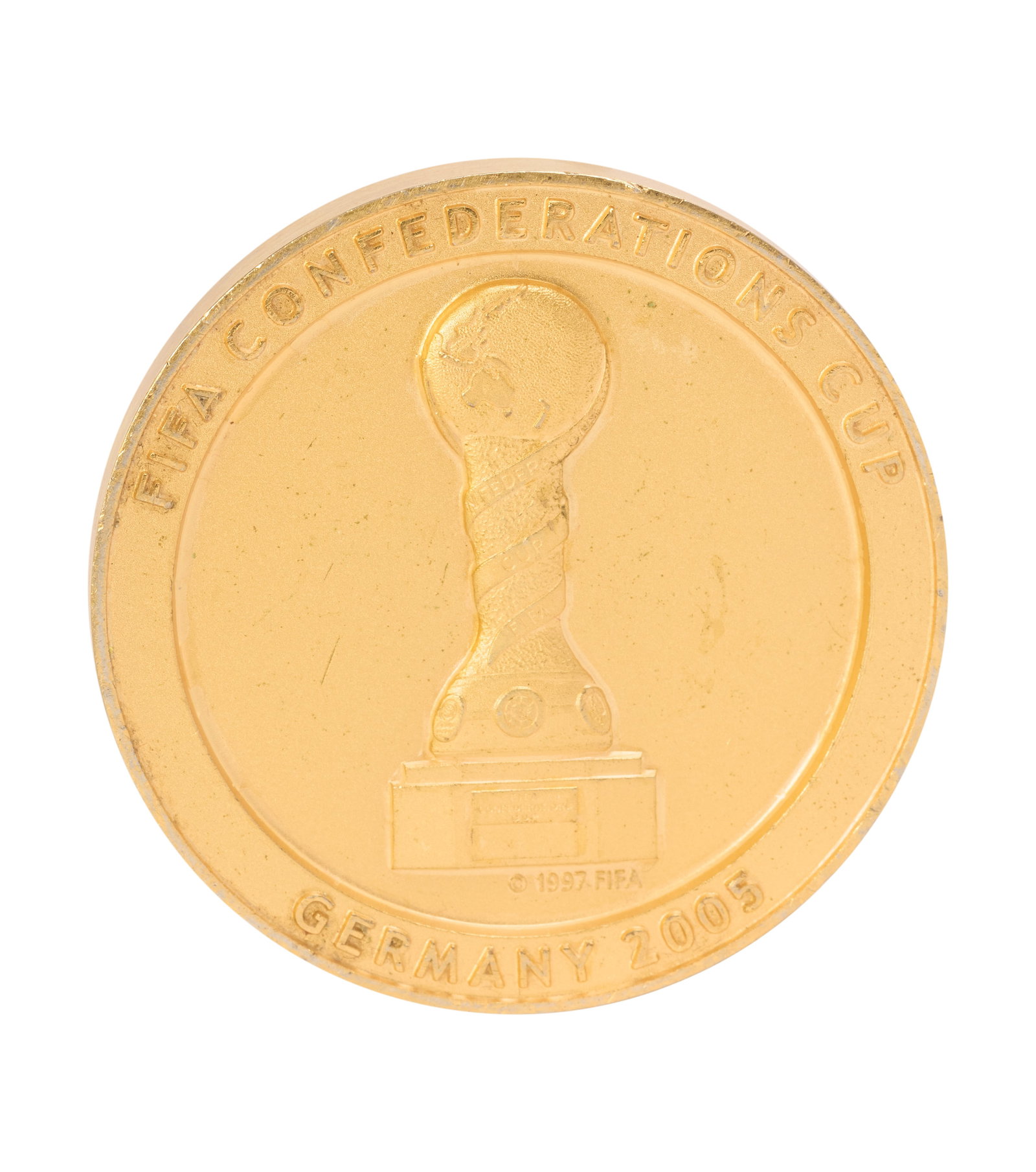 2005 FIFA Confederations Cup | Referee/Official Gold Medal: A "gold" medal, awarded to a referee or official at the 2005 FIFA Confederations Cup, held in Germany. Accompanied by a Letter of Provenance.