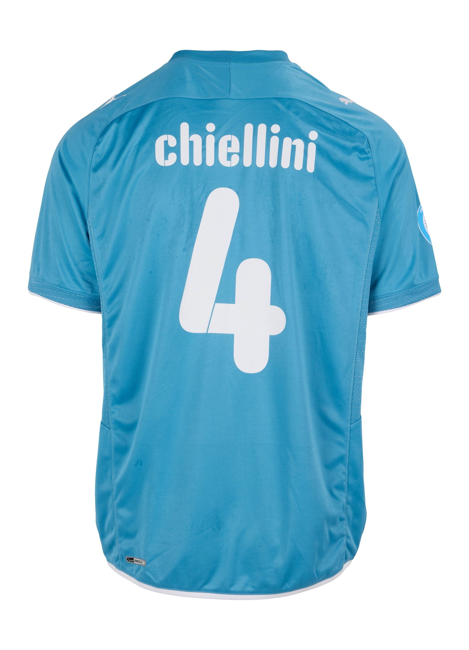 Giorgio Chiellini | Match-Worn 2009 Confederations Cup Italy Jersey (MEARS and Getty Photo): A Puma brand Italy jersey (size XL) match-worn by Giorgio Chiellini during the 2009 FIFA Confederations Cup match between Italy and Brazil on June 21, 2009, at Loftus Versfeld Stadium in Pretoria, Sou