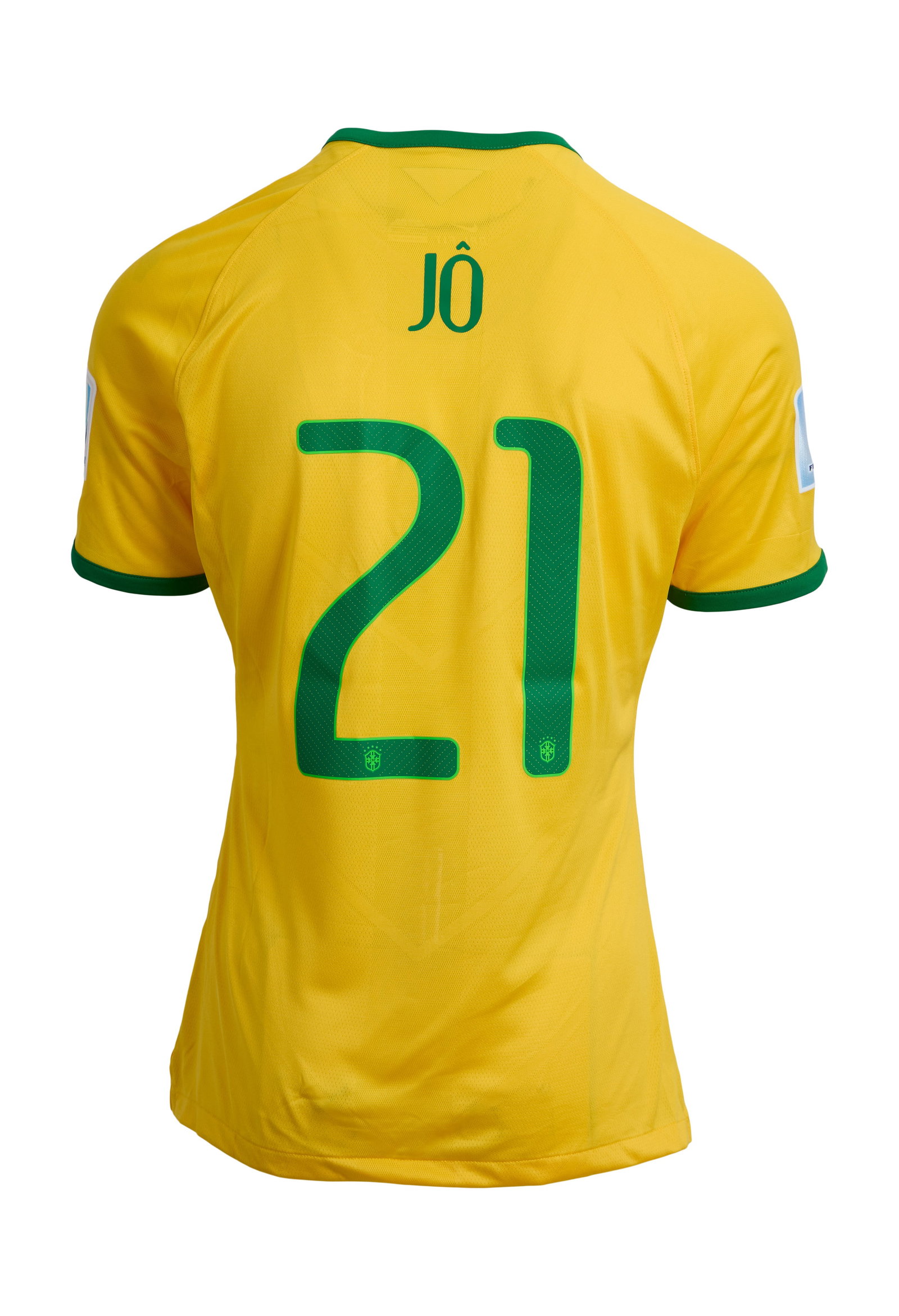 Jo | Match-Worn 2014 World Cup Brazil Jersey (MEARS and Getty Photo): A Nike brand Brazil jersey (size L) match-worn by Joao Alves de Assis Silva during the 2014 World Cup in Brazil. Together with a C-Type archival fine art gallery print by Getty Images and a certificat