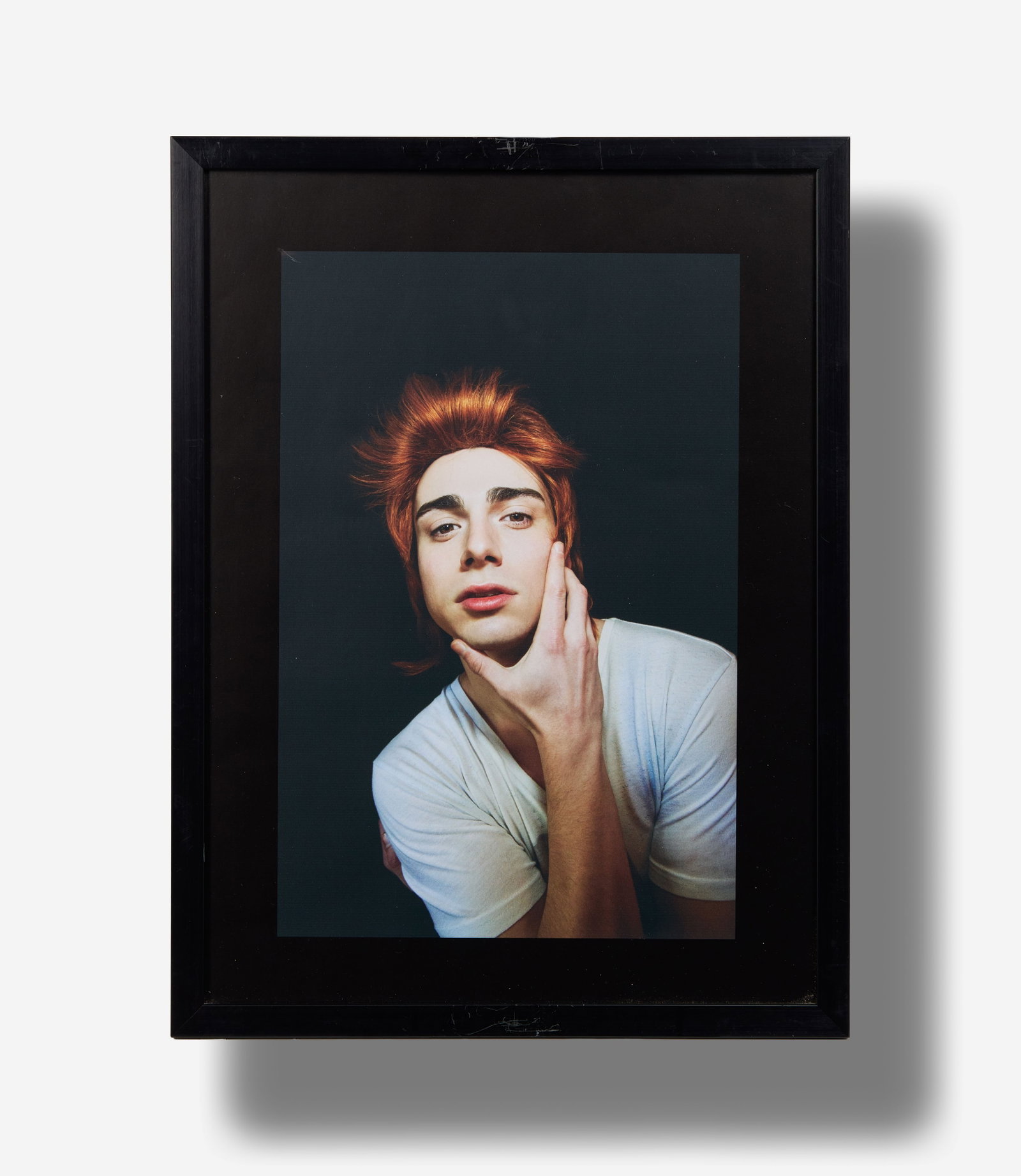 Boy George | Boy George Photograph from the David Bowie Wig Series: A color photograph of a model wearing a David Bowie wig. By George O'Dowd (British, B. 1961). Image size 16 x 10.5 inches. This cabinet is pictured in a 1st Dibs Introspective [Designer