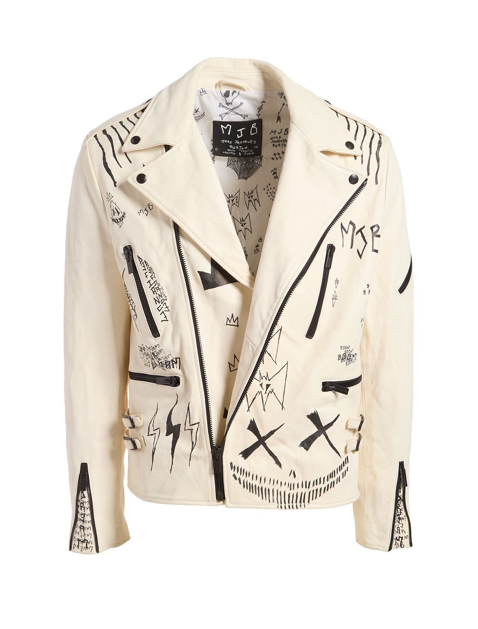Juice WRLD | Video-Worn "The Breakfast Club" MJB Custom-Painted White Leather Motorcycle Jacket (1 of 13)