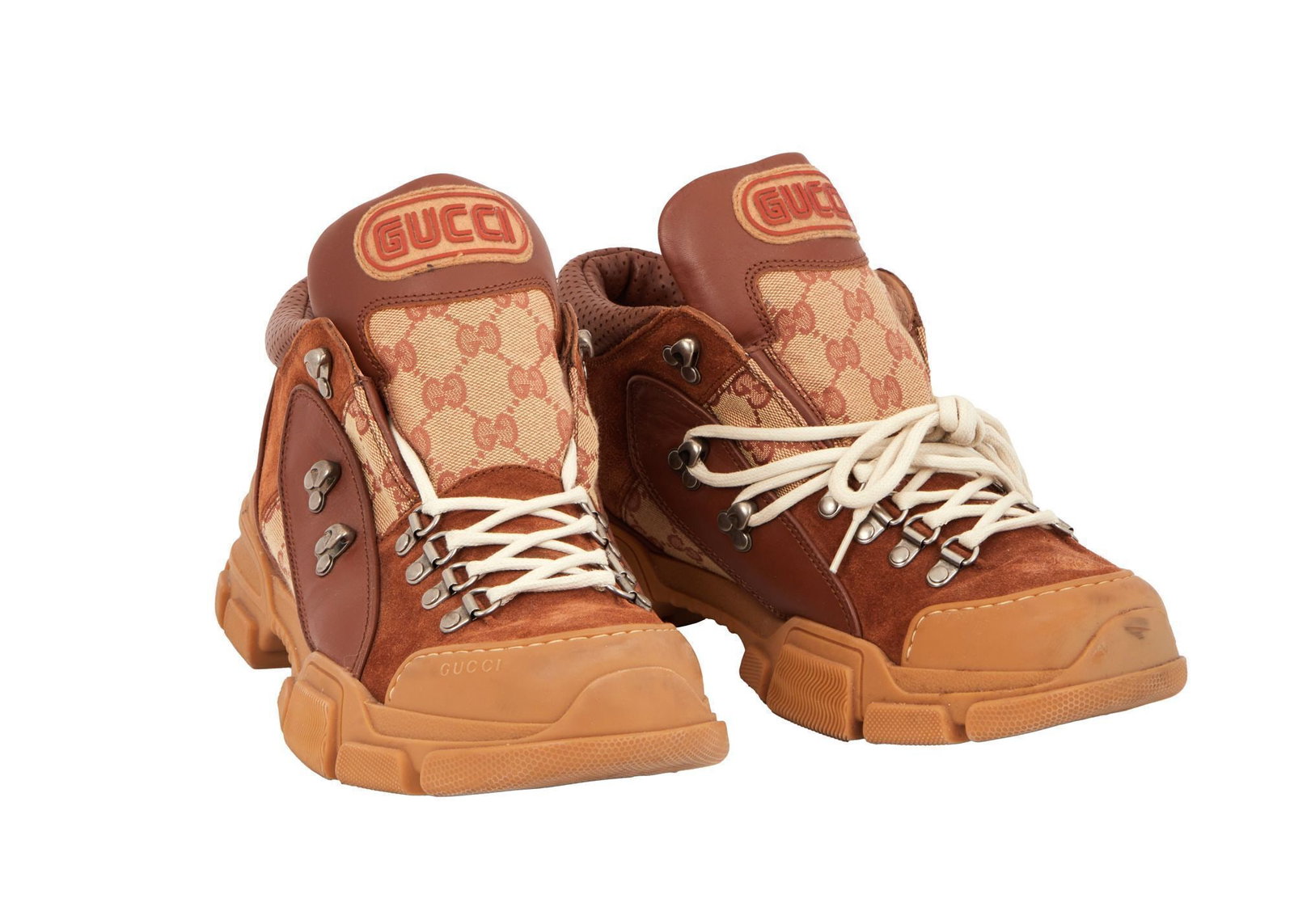 Juice WRLD | Photo-Worn Gucci Flashtrek Sneakers (with Photo): A pair of brown Gucci Flashtrek low-top sneakers (521680), worn by Juice WRLD during a famous promo photoshoot posted on Instagram. Accompanied by a photo of Juice WRLD wearing the sneakers. From The 