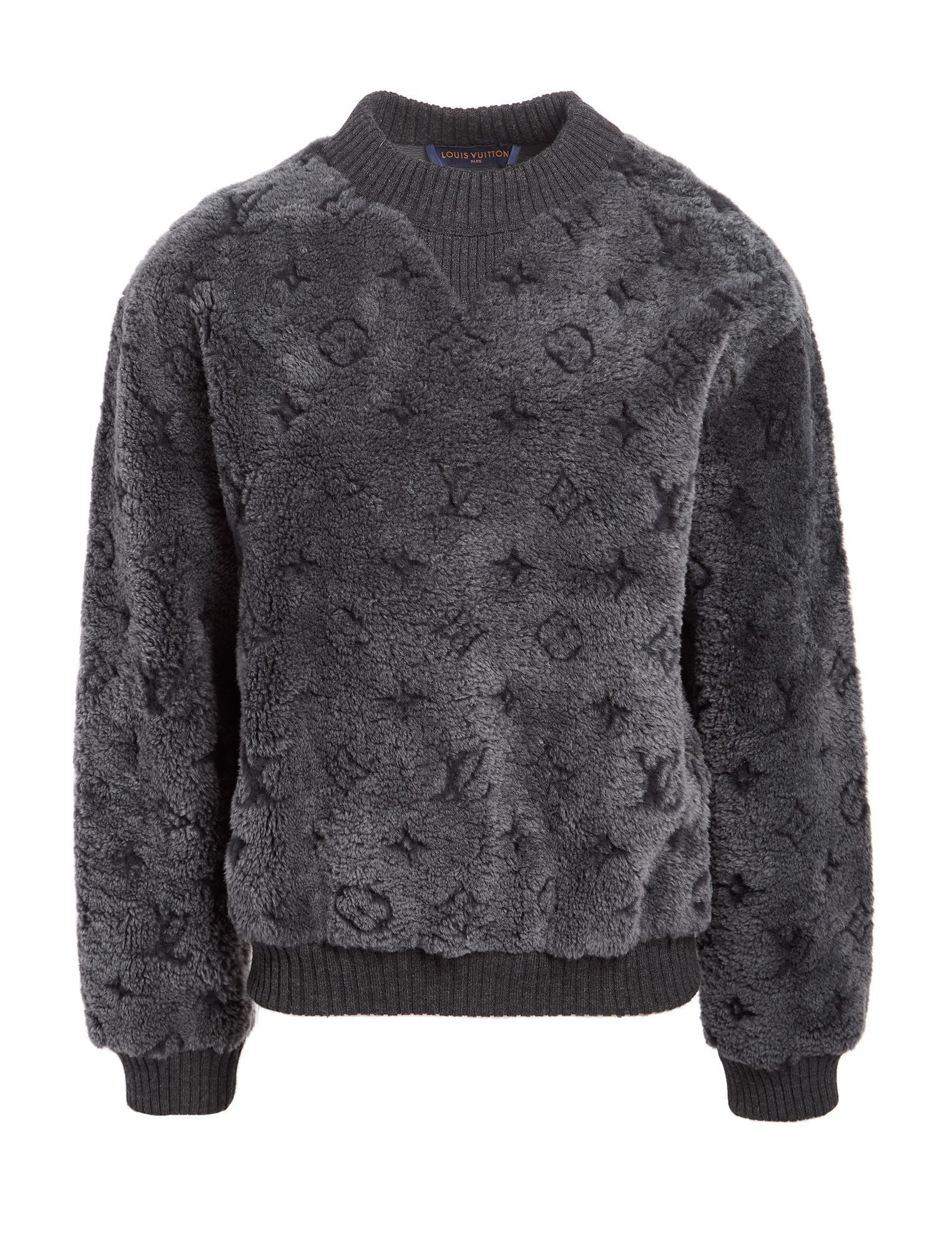 Juice WRLD | Louis Vuitton Fur Sweater: A grey wool Louis Vuitton brand sweater with repeating logo design, previously owned by Juice WRLD. Together with an LV garment bag. From The Juice WRLD Tour Archive ? A portion of the proceeds from t
