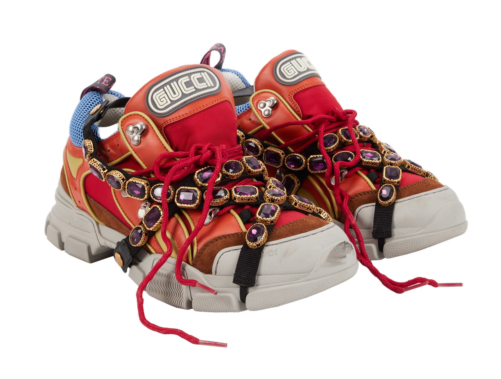 Juice WRLD | Photo-Worn Gucci Flashtrek Sneakers (with Photo): A pair of Gucci Flashtrek Crystals sneakers, worn by Juice WRLD while traveling through Tokyo in November of 2019. Together with a Gucci dust bag. Accompanied by a photo of Juice WRLD wearing the snea