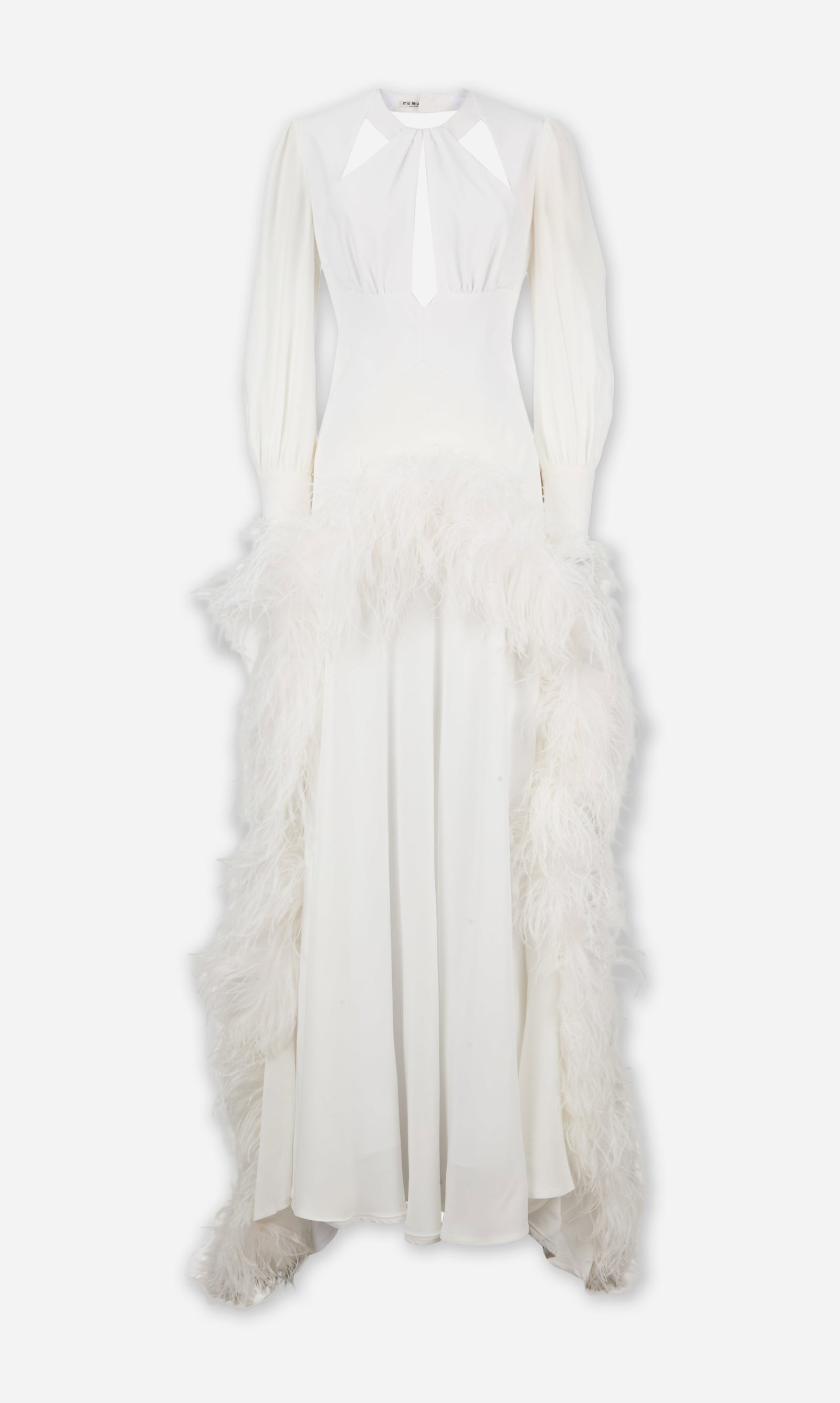 Laura Dern | 2025 Academy Museum Gala Miu Miu Evening Gown: White Miu Miu evening gown embellished with feathers worn by Laura Dern, who was styled by Elizabeth Stewart at the Fifth Annual Academy Museum Gala held at the Academy Museum of Motion Pictures on Oc