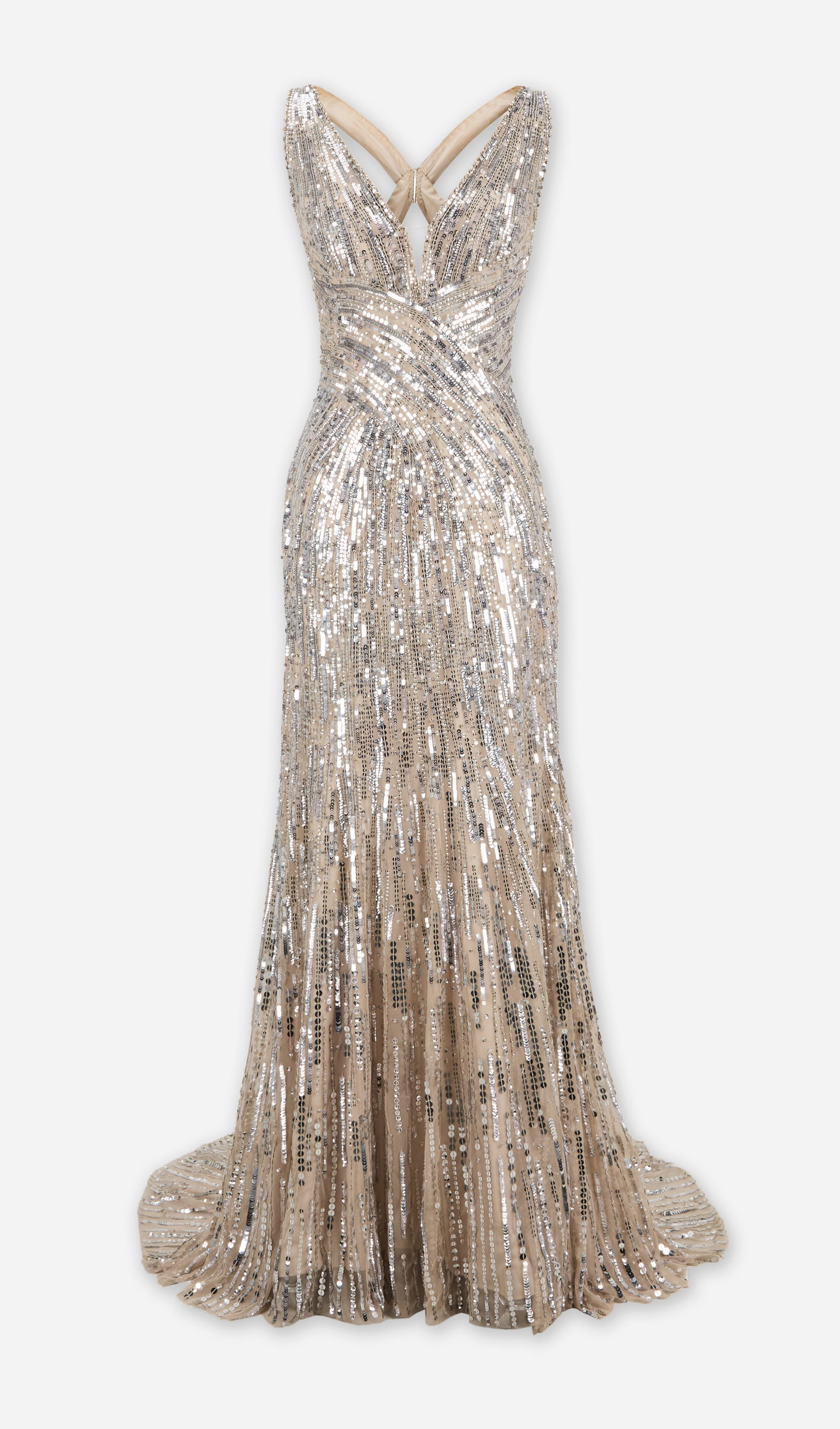 Hannah Waddingham | 2025 Jenny Packham Silver Sequin Gown: A layered tulle embellished evening gown designed by Jenny Packham and worn by Hannah Waddingham to the global premiere of Mission Impossible: The Final Reckoning at the Leicester Square cinema in Lon