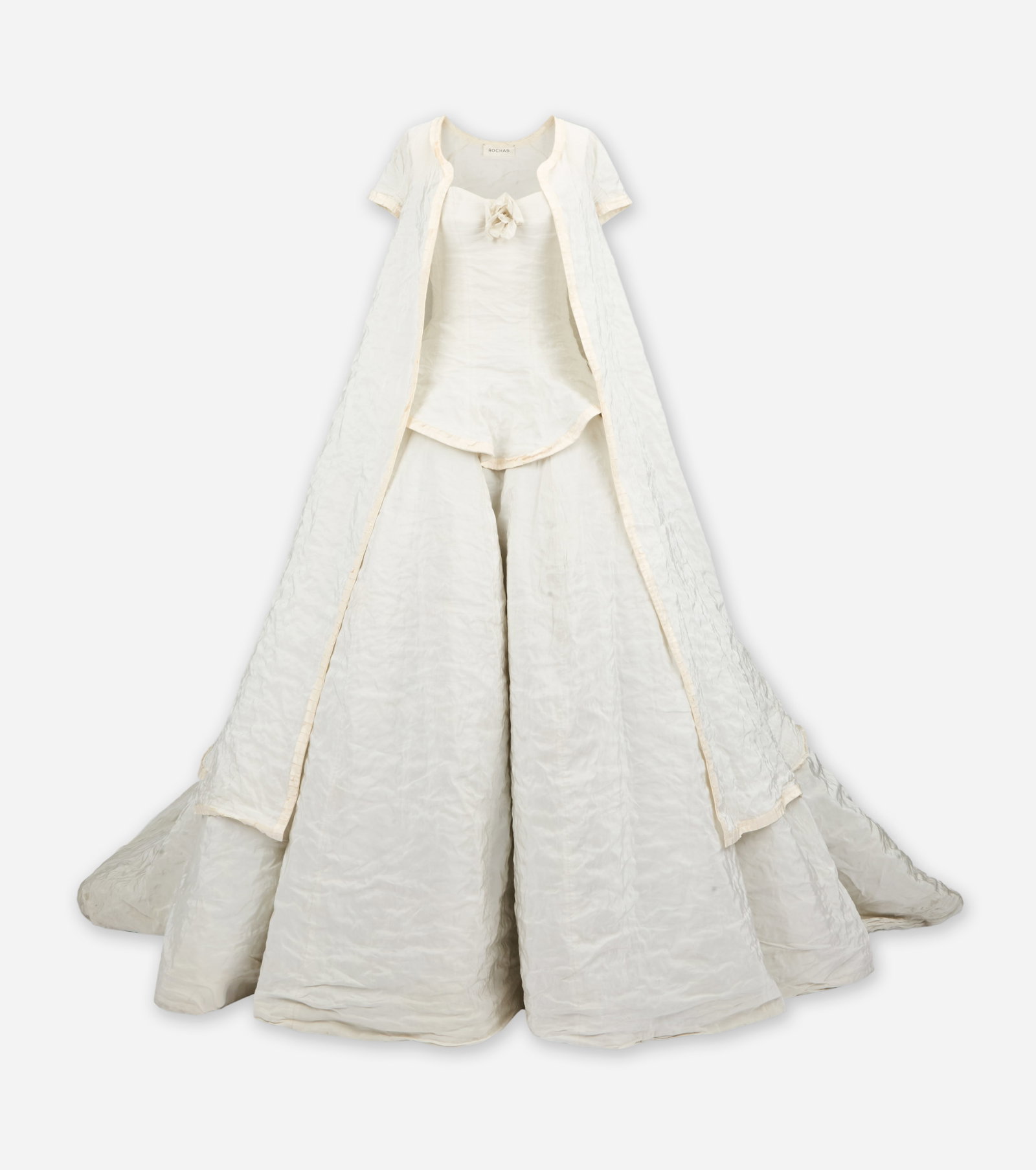 Rochas | 2004 Olivier Theykens Custom Wedding Gown: This is a Rochas by Olivier Theykens wedding gown design featured in 2004 September issue of American Vogue, styled by Grace Coddington and photographed by Annie Leibowitz. The strapless gown features