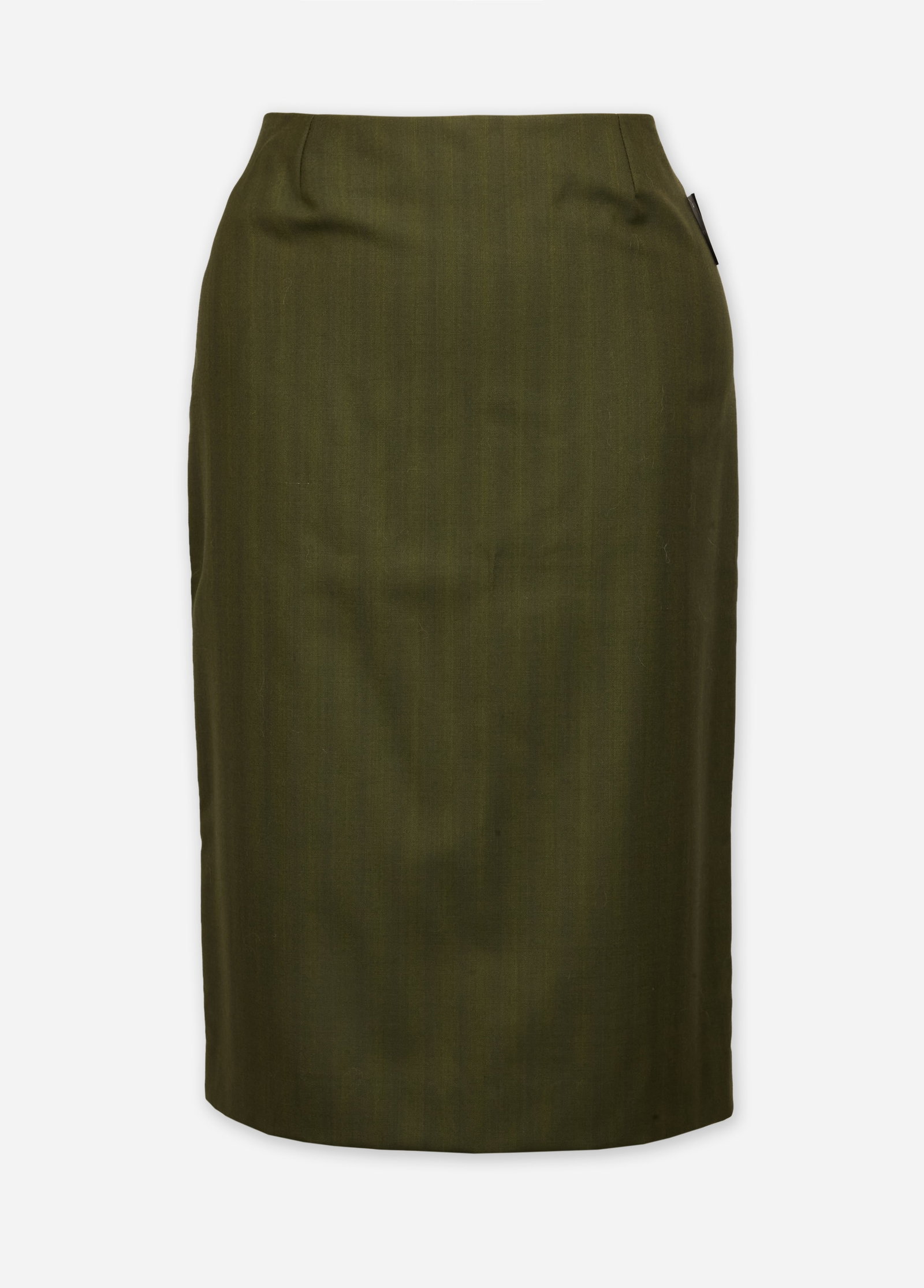 Givenchy | 1999-2000 Fall/Winter Alexander McQueen Era "Half Woman/Half Cyborg Collection: A deadstock (new with tags) Givenchy green wool pencil skirt designed by Alexander McQueen during his tenure as creative director for the 1999-2000 fall runway collection. A fitted skirt with a