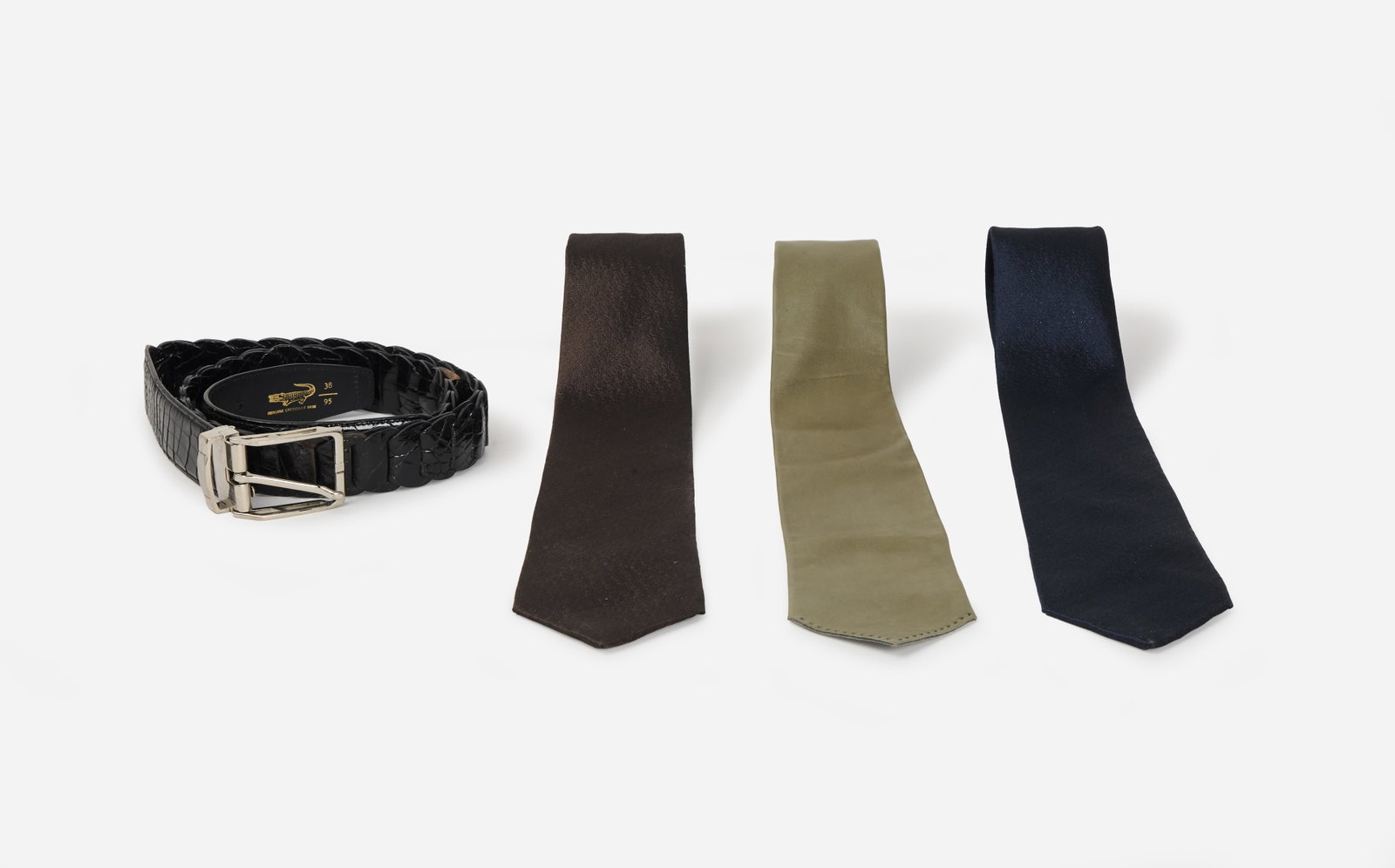 Designer Ties and Belt | Hermès Tie, Crocodile Skin Belt (1 of 3)