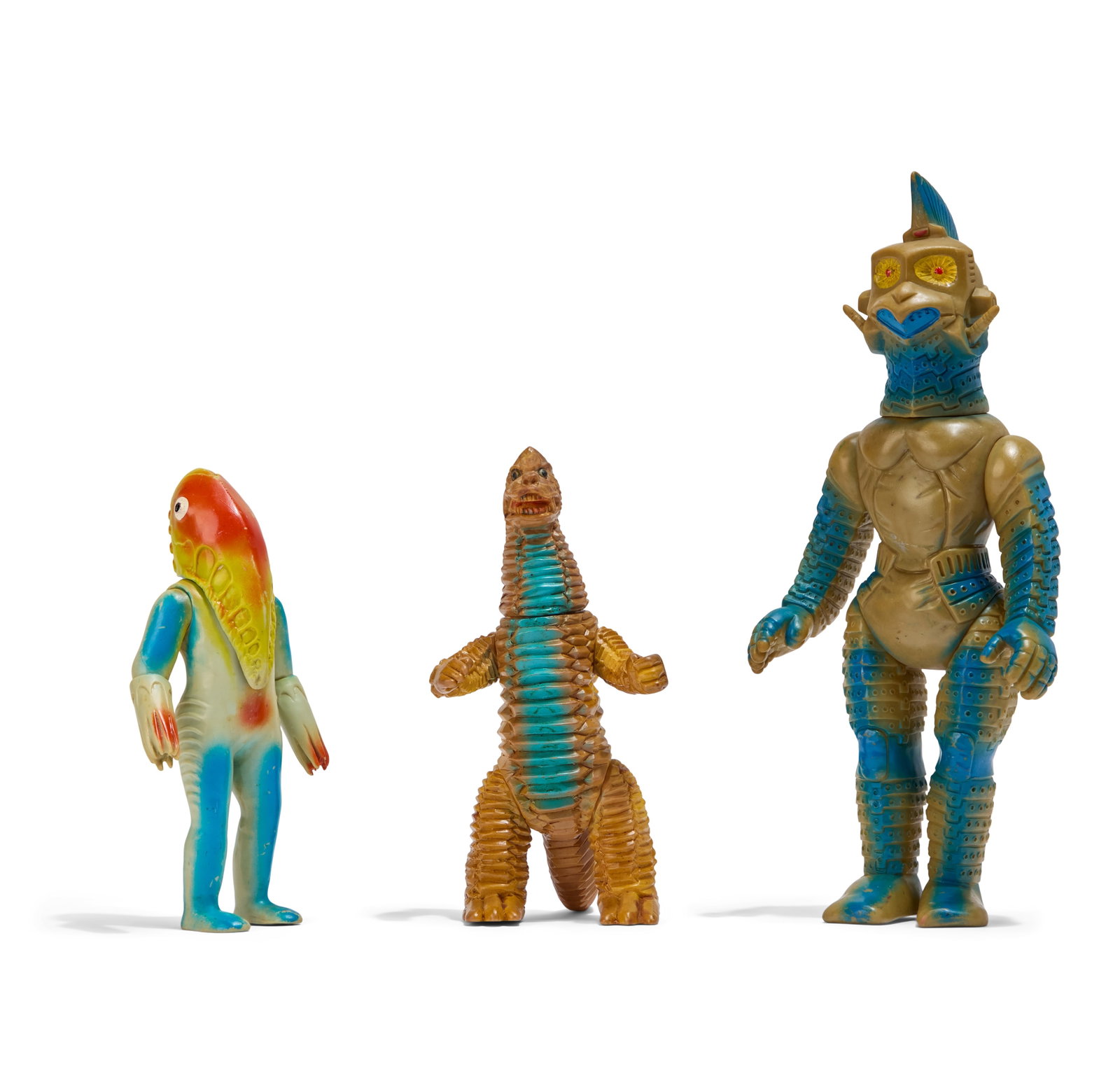 Sofubi | Vintage Kaiju Figures (3): A group of three vintage Kaiju figures, including Alien Metron (Bullmark), Red King (Marusan), Windom. From the Estate of Sompote Sands