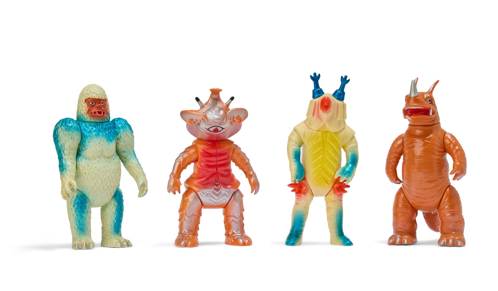 Sofubi | Vintage Bandai Kaiju Figures (4): A group of four vintage Bandai Bullmark Kaiju figures, including Antlar, King Bockle, Gigas, and Neronga. From the Estate of Sompote Sands