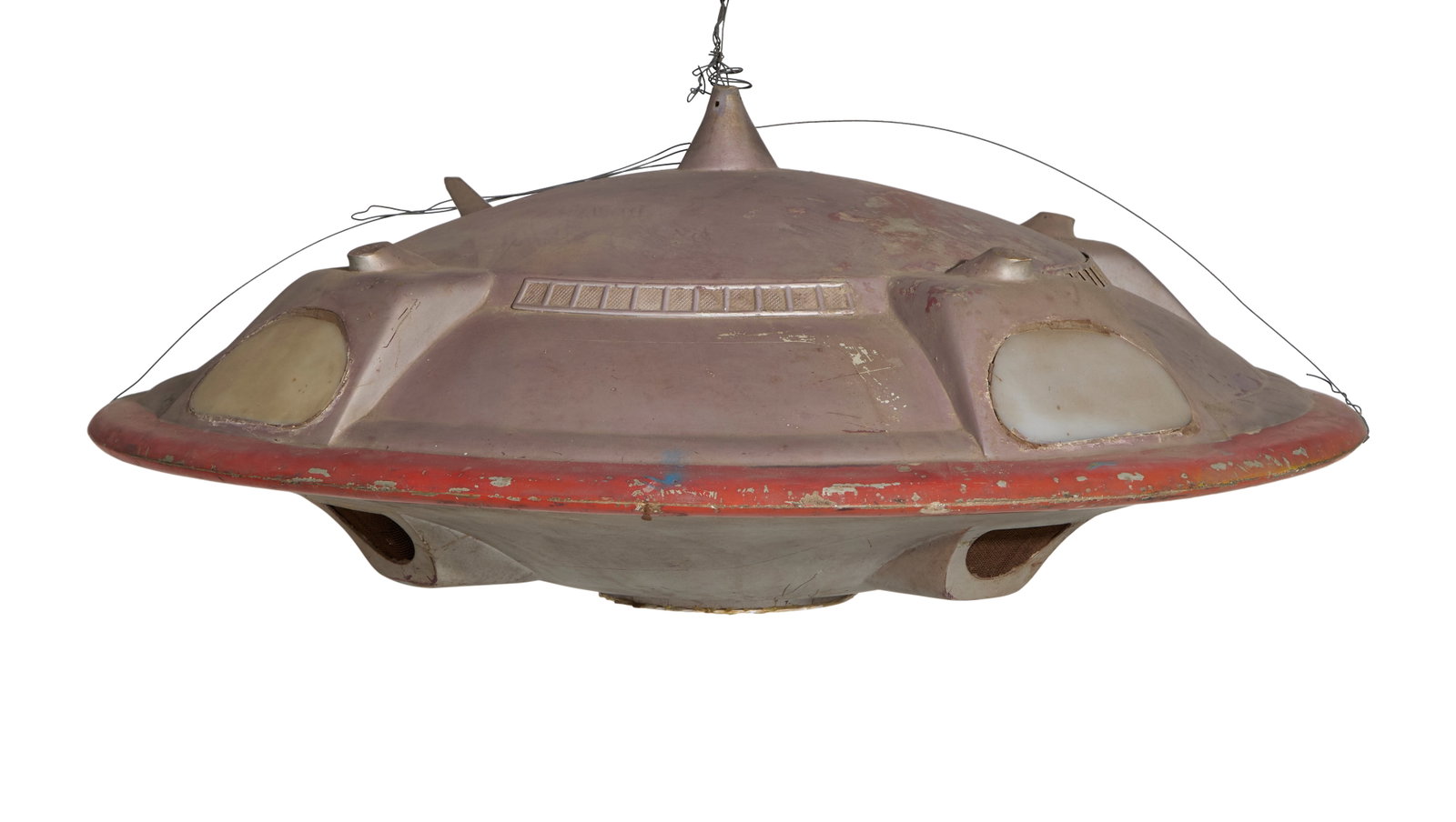 Jumborg Ace & Giant | Flying Saucer Miniature: The original miniature flying saucer from the production of Jumborg Ace & Giant (Chaiyo Productions Co., Ltd. and Tsuburaya Productions, 1974). It is comprised of fiberglass and features hand-painted