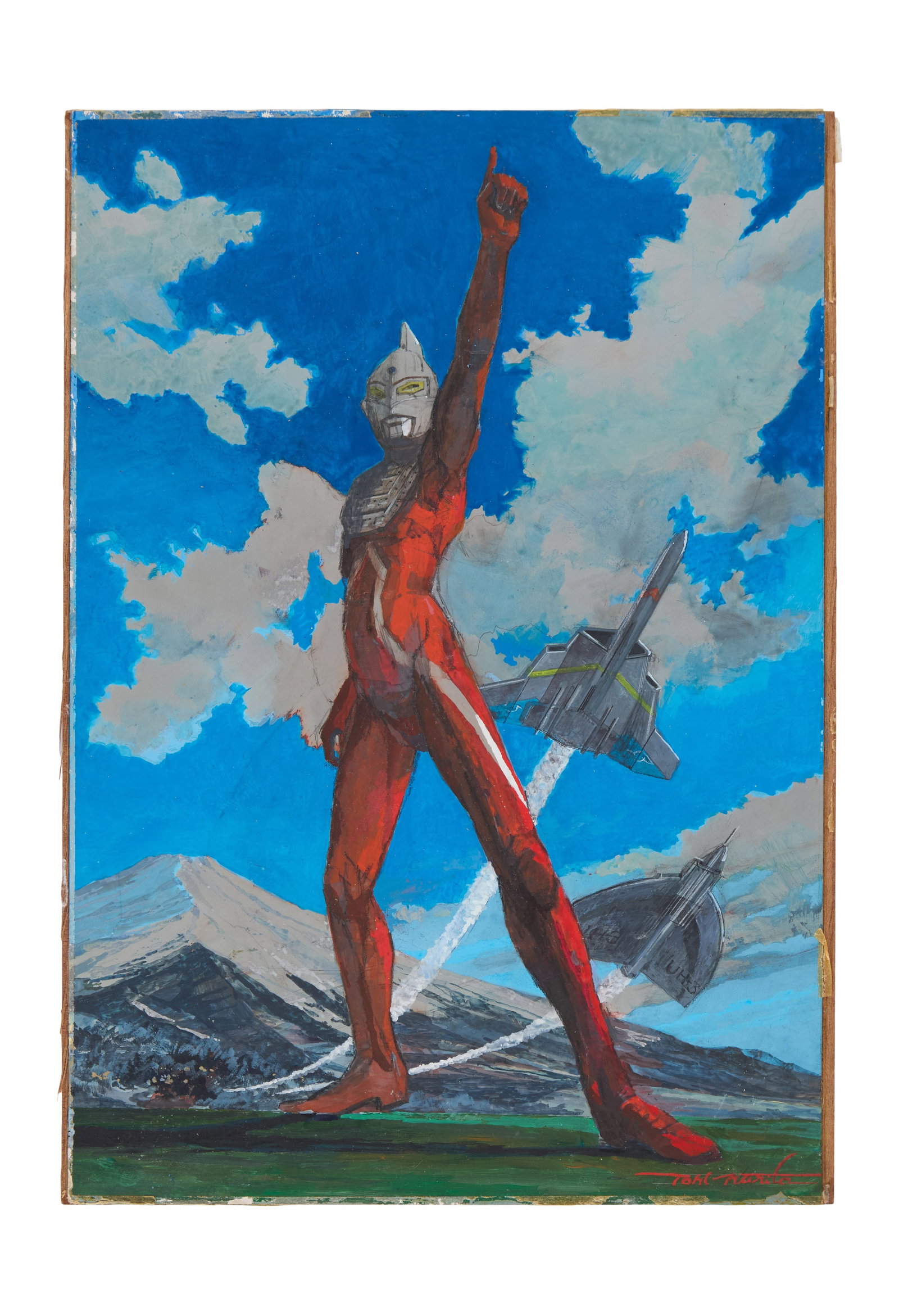 Tohl Narita | Original ?Ultraseven" Painting: An original painting of Ultraseven by Tohl Narita, the famed original character designer of Ultraman and many of the original kaiju monsters. The painting is a late-period work featuring Ultraseven