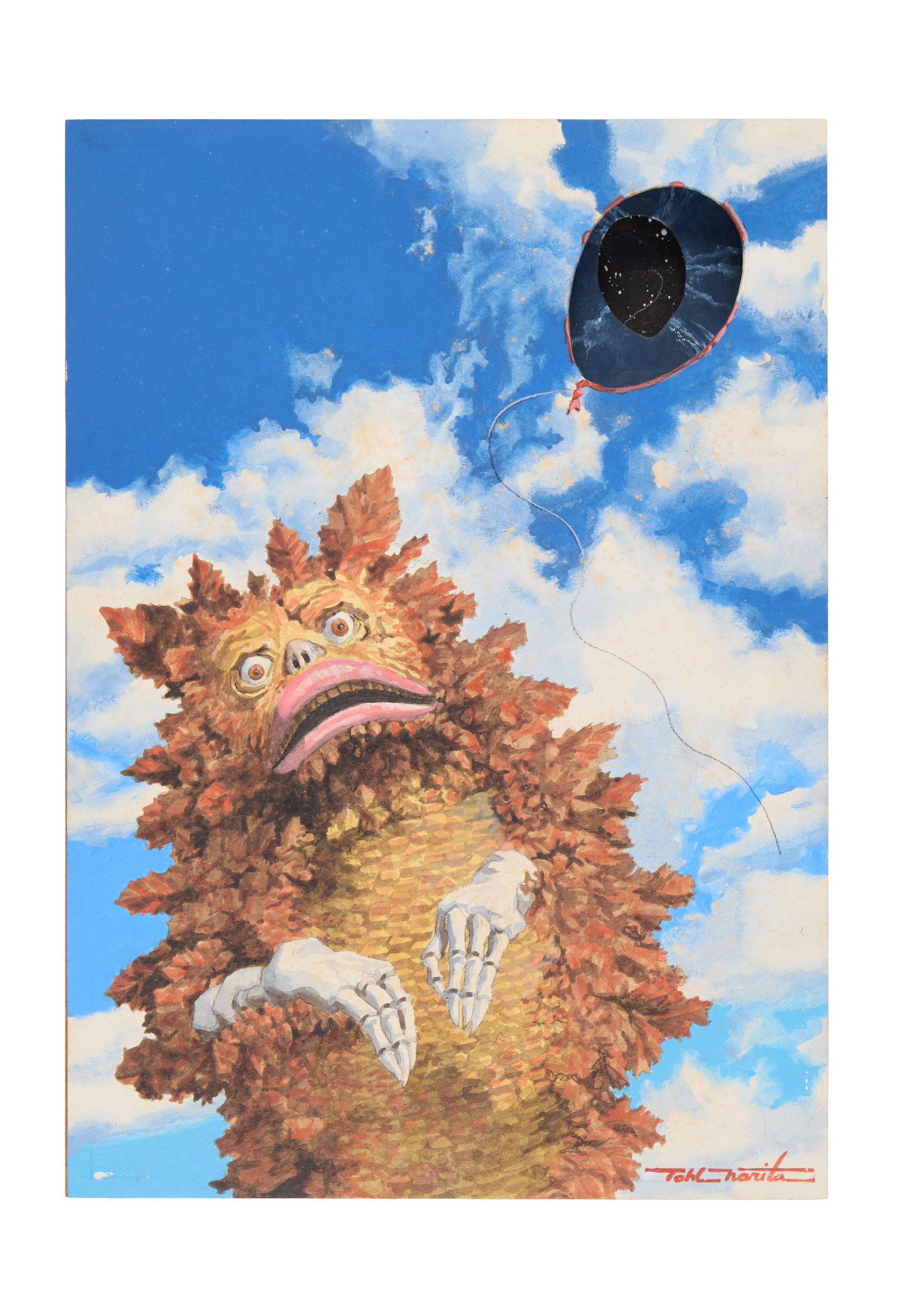 Tohl Narita | Original ?Pigmon" 3-D Painting: An original three-dimensional painting of Pigmon by Tohl Narita, the famed original character designer of Ultraman and many of the original kaiju monsters. The painting is a late-period work