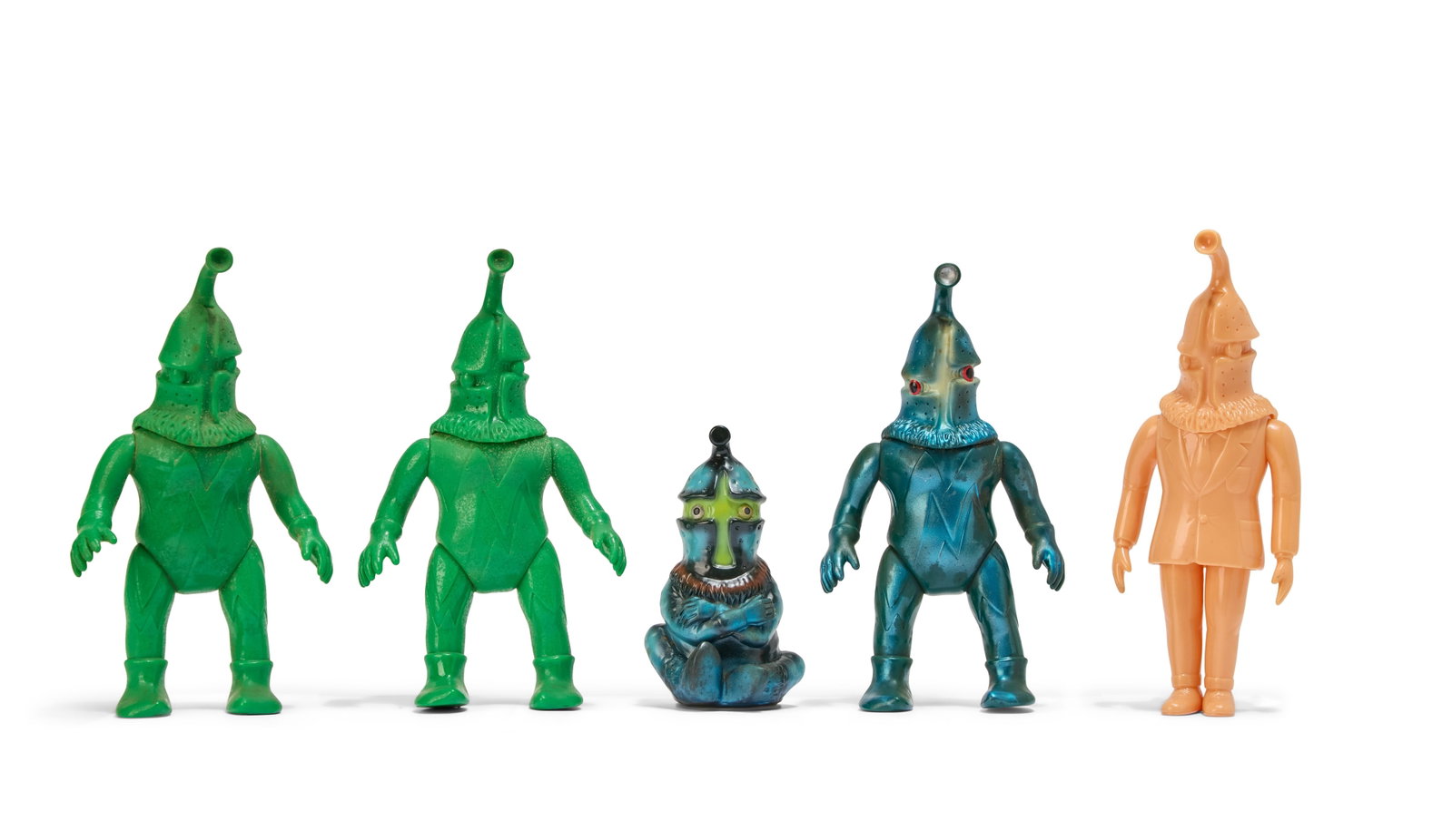 Sofubi | Vintage Kemur Kaiju Figures and Coin Bank (5): A group of four vintage Kaiju figures for the character Kemur, together with a Kemur coin bank. From the Estate of Sompote Sands
