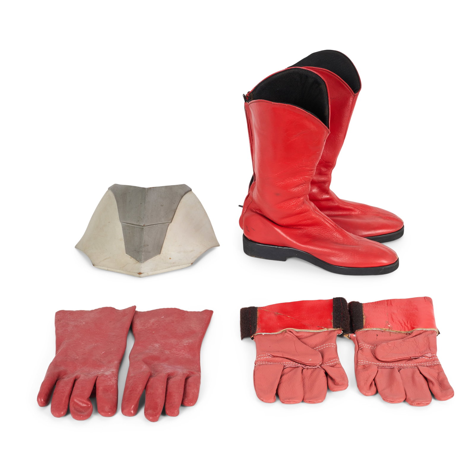 Ultraman | Various Costume Components: Various costume components for various Ultraman characters from various productions / live shows. Includes two sets of Velcro red gloves (one rubber, one leather with added on leather wrists), a pair