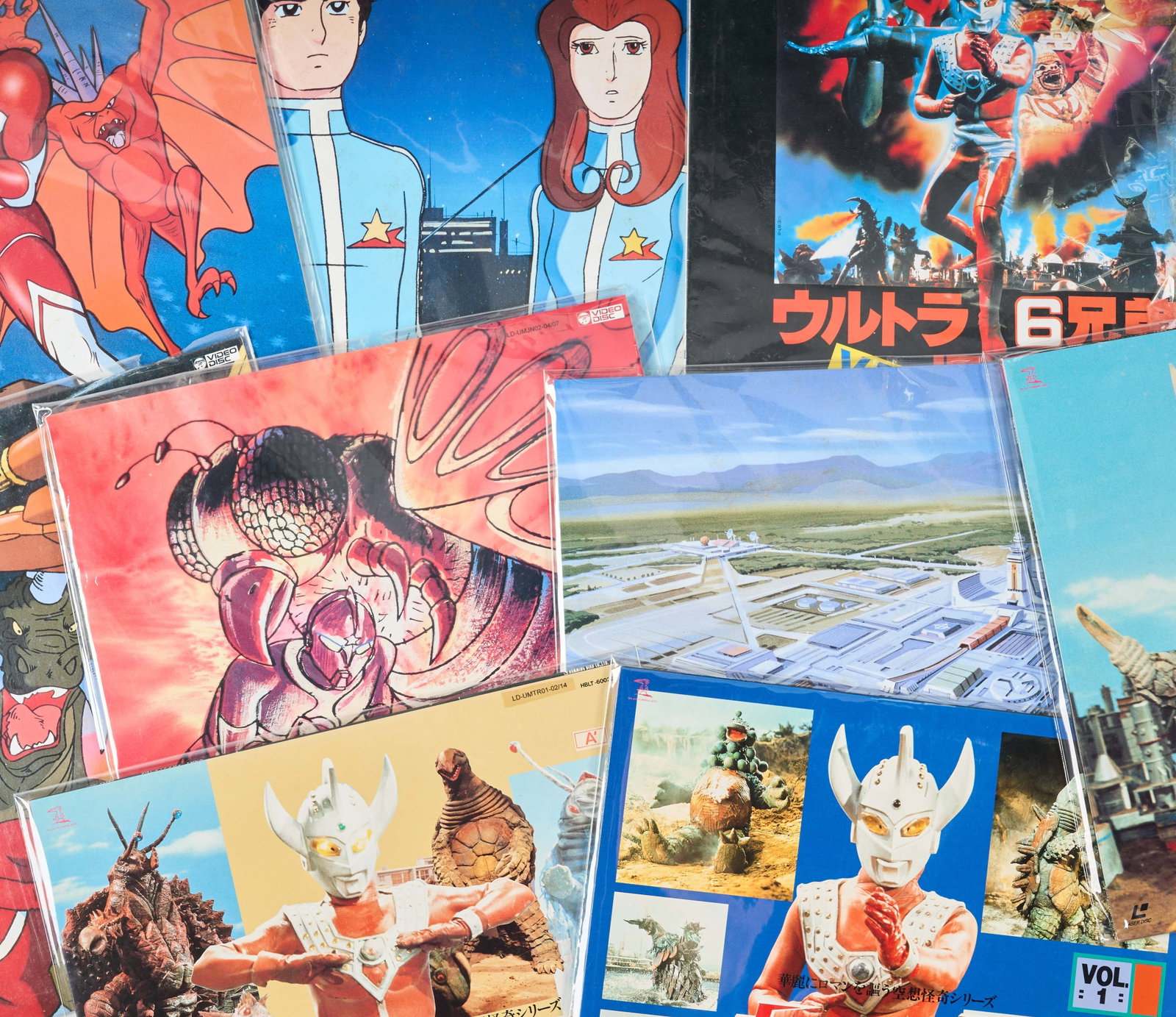 Ultraman | Japanese LaserDiscs 1973-1992 (48): A group of 48 Japanese LaserDisc releases from the Ultraman franchise and related properties, including Ultraman Taro (JNN, 1973-74), The 6 Ultra Brothers vs. the Monster Army (Chaiyo Productions