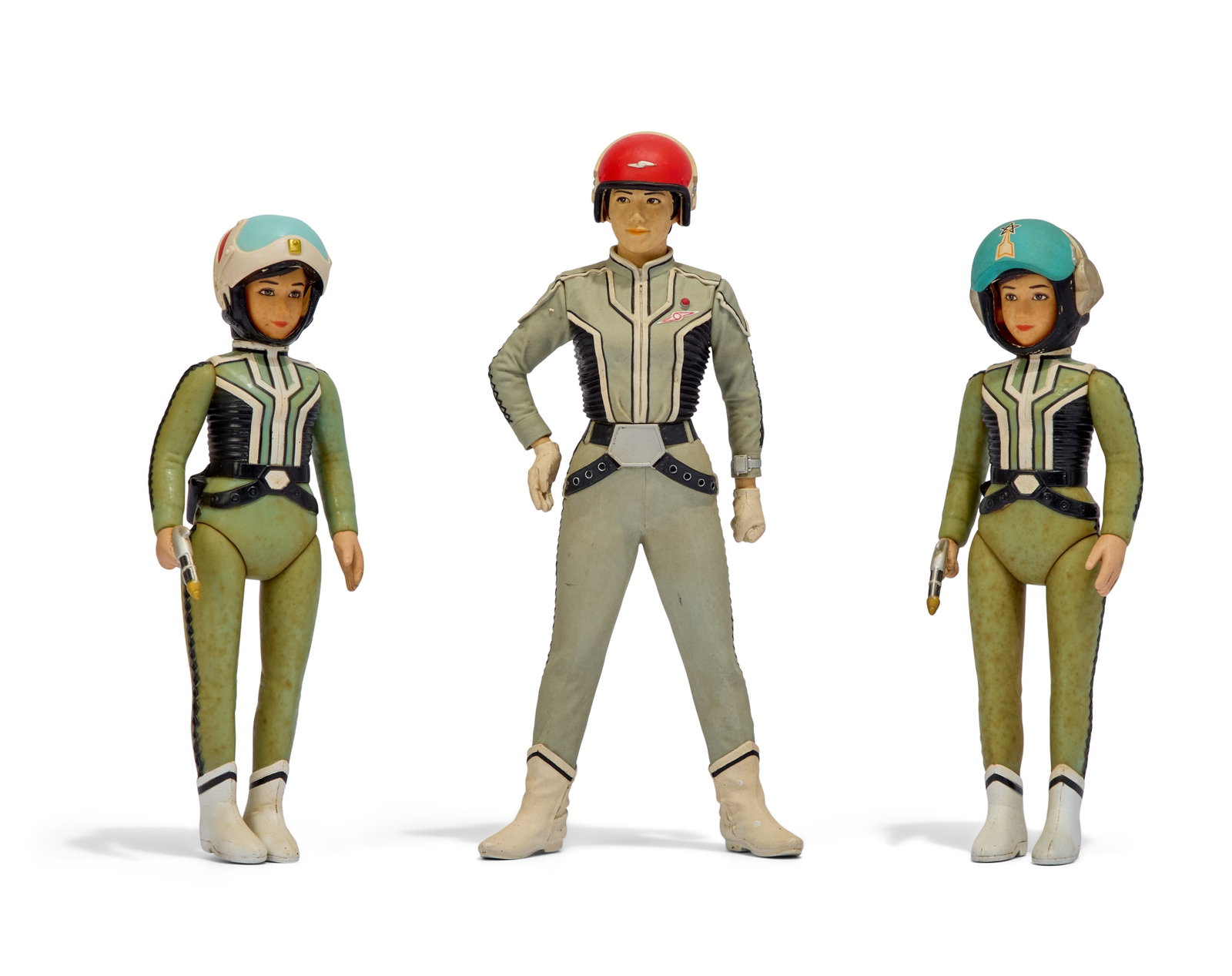 Sofubi | Vintage Anne Yuri Figures (3): A collection of three vintage sofubi figures of Anne Yuri, the lone female member of the Ultra Guard in the series Ultraseven (Tsuburaya Productions, 1967-1968). Includes two M1 figures with