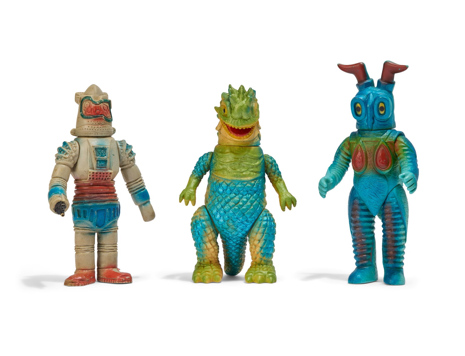 Sofubi | Vintage Kaiju Figures (3): A group of three vintage Kaiju figures, including U-Tom (attributed to Bullmark), Bemular (Bullmark), Zetton (Bullmark) From the Estate of Sompote Sands
