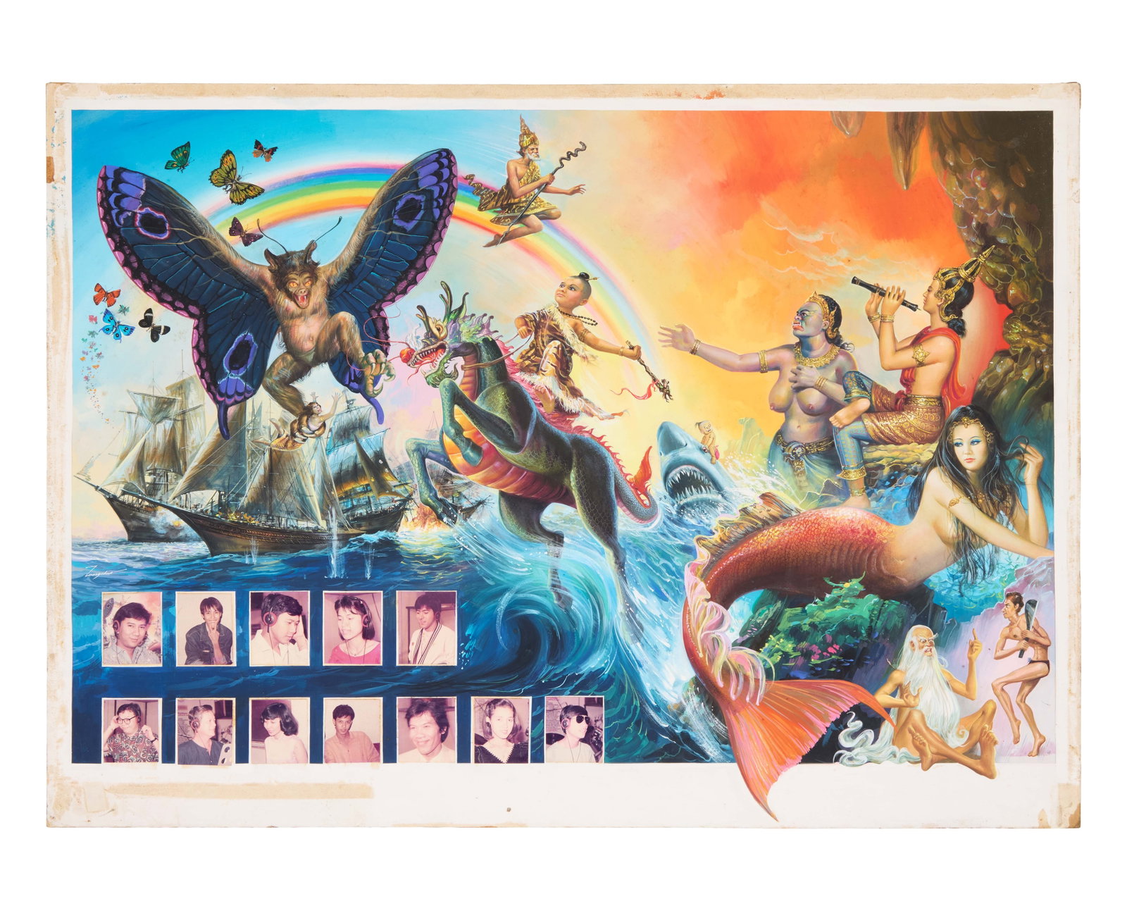 Sunthon Phu Bicentennial | Original Album Artwork with Vinyl: An original painting on illustration board used for the album artwork for a twelve-inch vinyl release celebrating the 1986 Sunthon Phu Bicentennial. Artist unknown. Together with the twelve-inch
