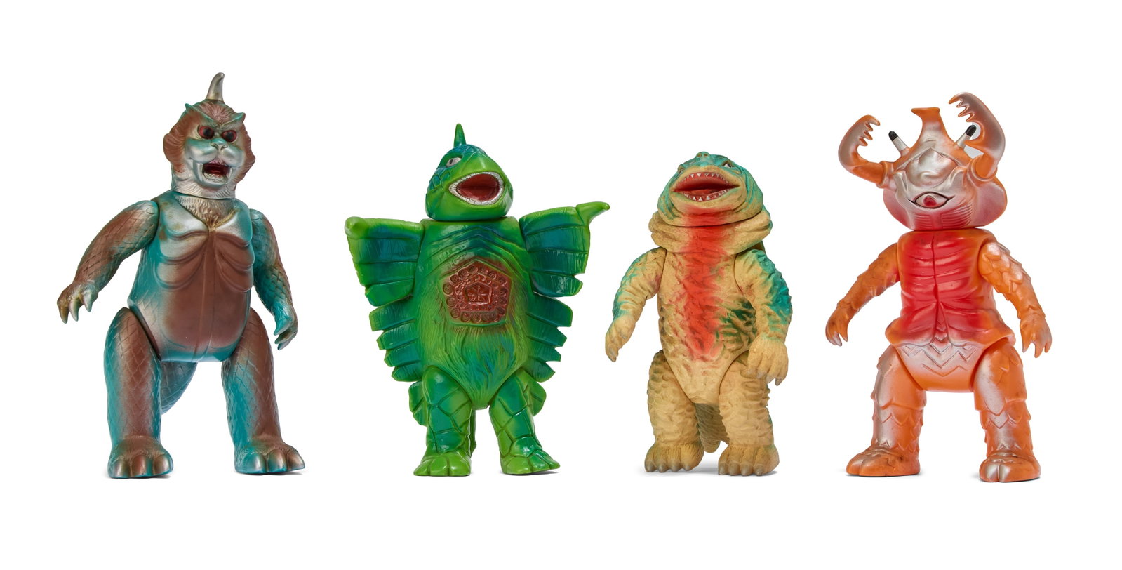 Sofubi | Vintage Bandai Kaiju Figures (4): A group of four vintage Bandai Bullmark Kaiju figures, including Antlar, Gomess, Eledortus, and Bemstar. From the Estate of Sompote Sands