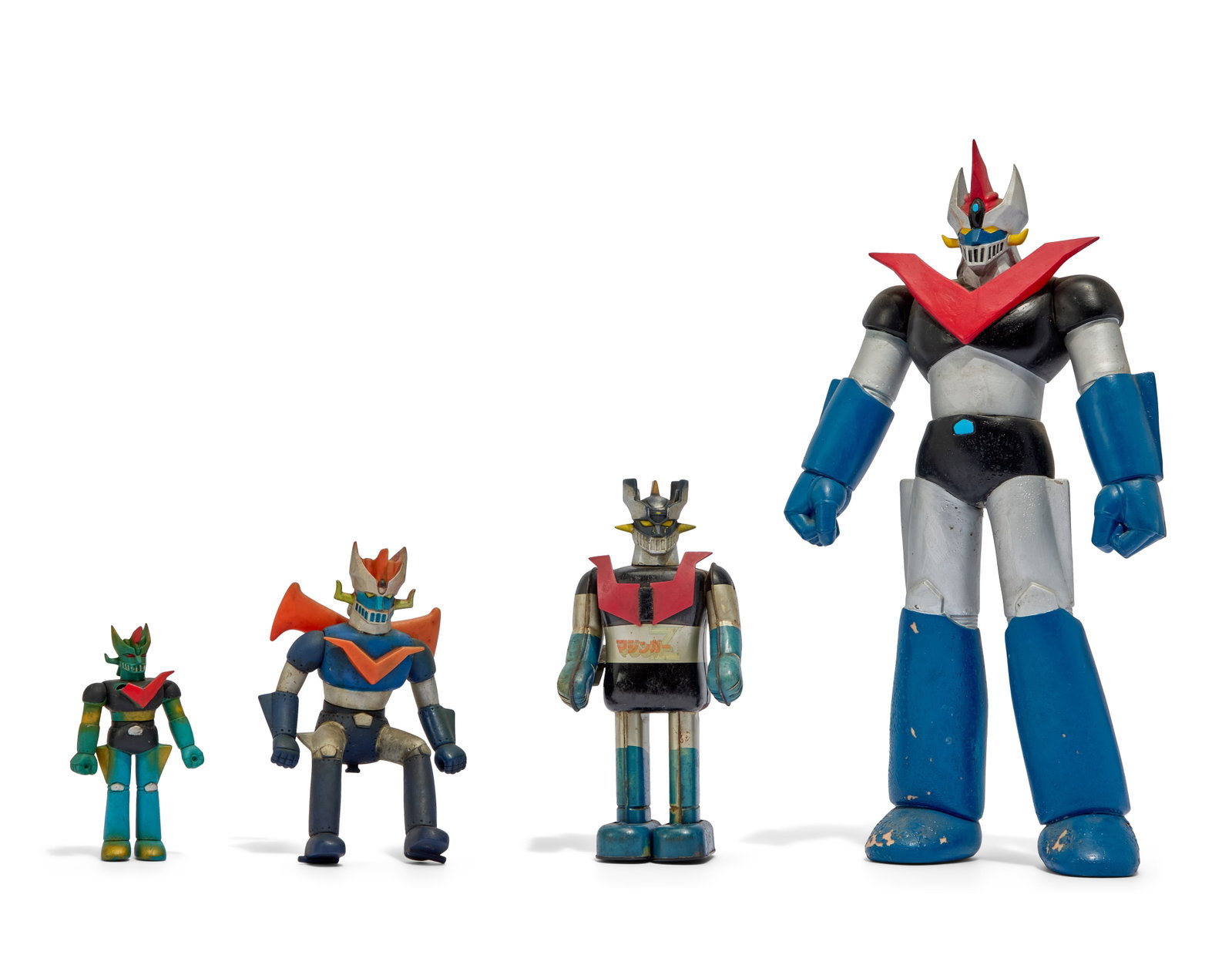 Mazinger | Vintage Figures (4): A collection of four vintage figures of the main robot characters from the animated series Mazinger Z (Toei Animation, 1972 - 1974) and Great Mazinger (Toei Animation, 1974 - 1975). Includes: -1970s
