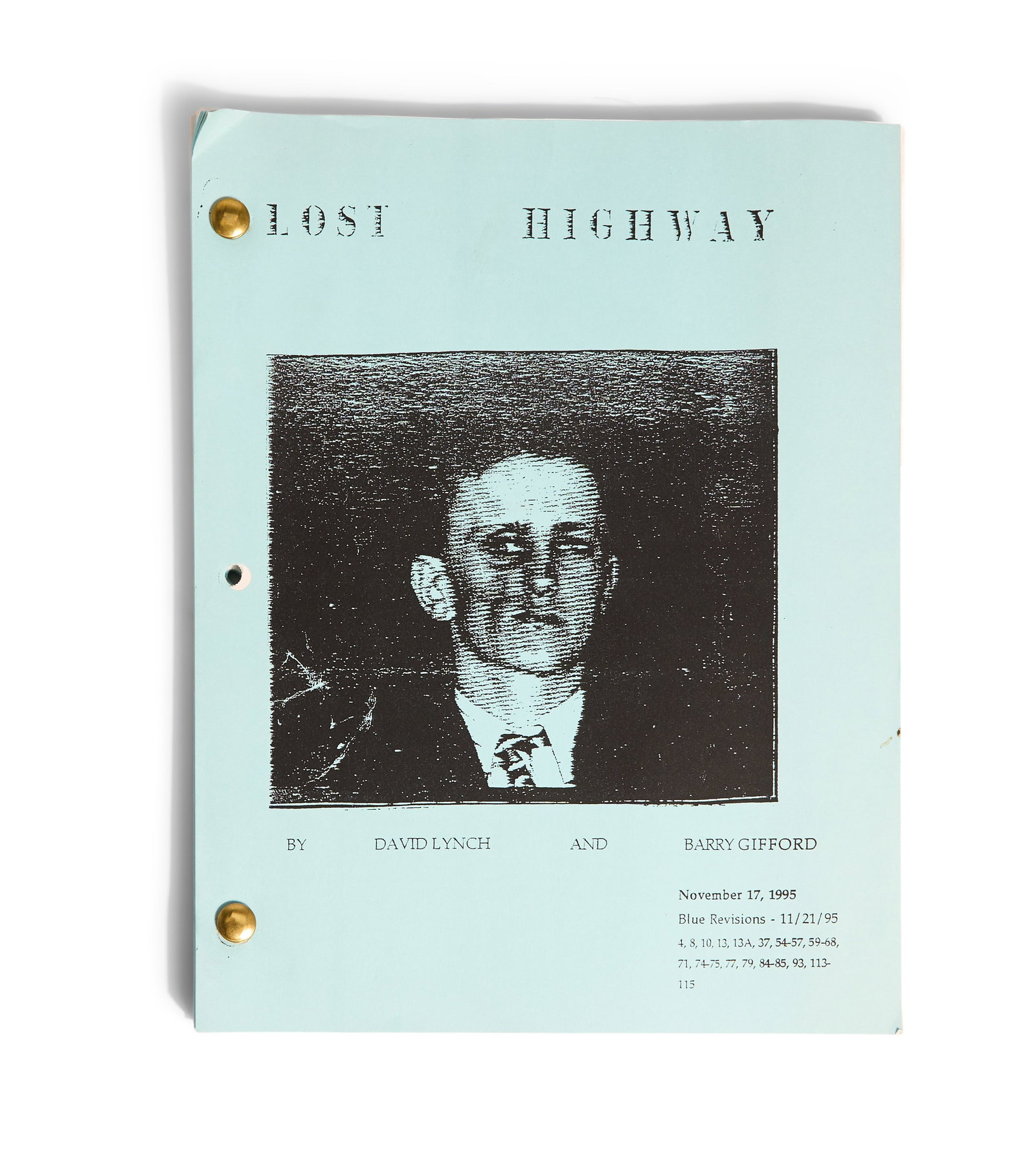 Paul Reubens | "Lost Highway" Script: A script from the production of David Lynch's neo-noir, Lost Highway (Asymmetrical Productions, 1997). The 115-page script is dated November 17, 1995 and includes blue revision pages dated 1