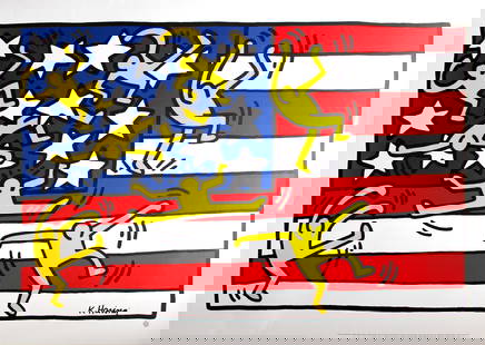 Keith Haring Untitled (Flag) 1992: Keith Haring Untitled (Flag) 1992 Dimensions: 22 H x 28 W in. Offset lithographic poster