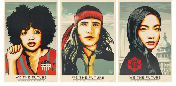 Shepard Fairey We the Future set of 3 SIGNED offset lithographs 2018