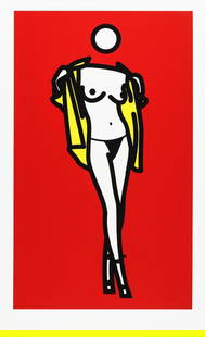 Julian Opie Woman Taking Off Man's Shirt ca. 2003: Julian Opie Woman Taking Off Man's Shirt ca. 2003 Dimensions: 39.3 H x 23.6 W in. Screen print