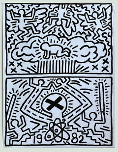 Keith Haring Poster for Nuclear Disarmament 1985: Keith Haring Poster for Nuclear Disarmament 1985 Dimensions: 24 H x 16 W in. Offset lithographic poster